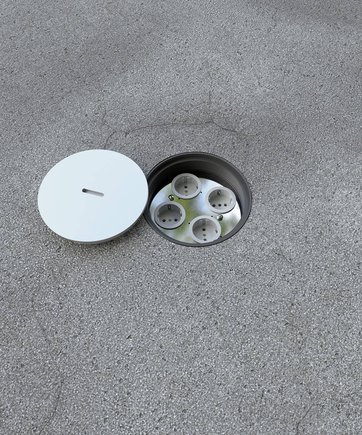 Bodensteckdose/ Bodentank 7704A; 4x Schuko,