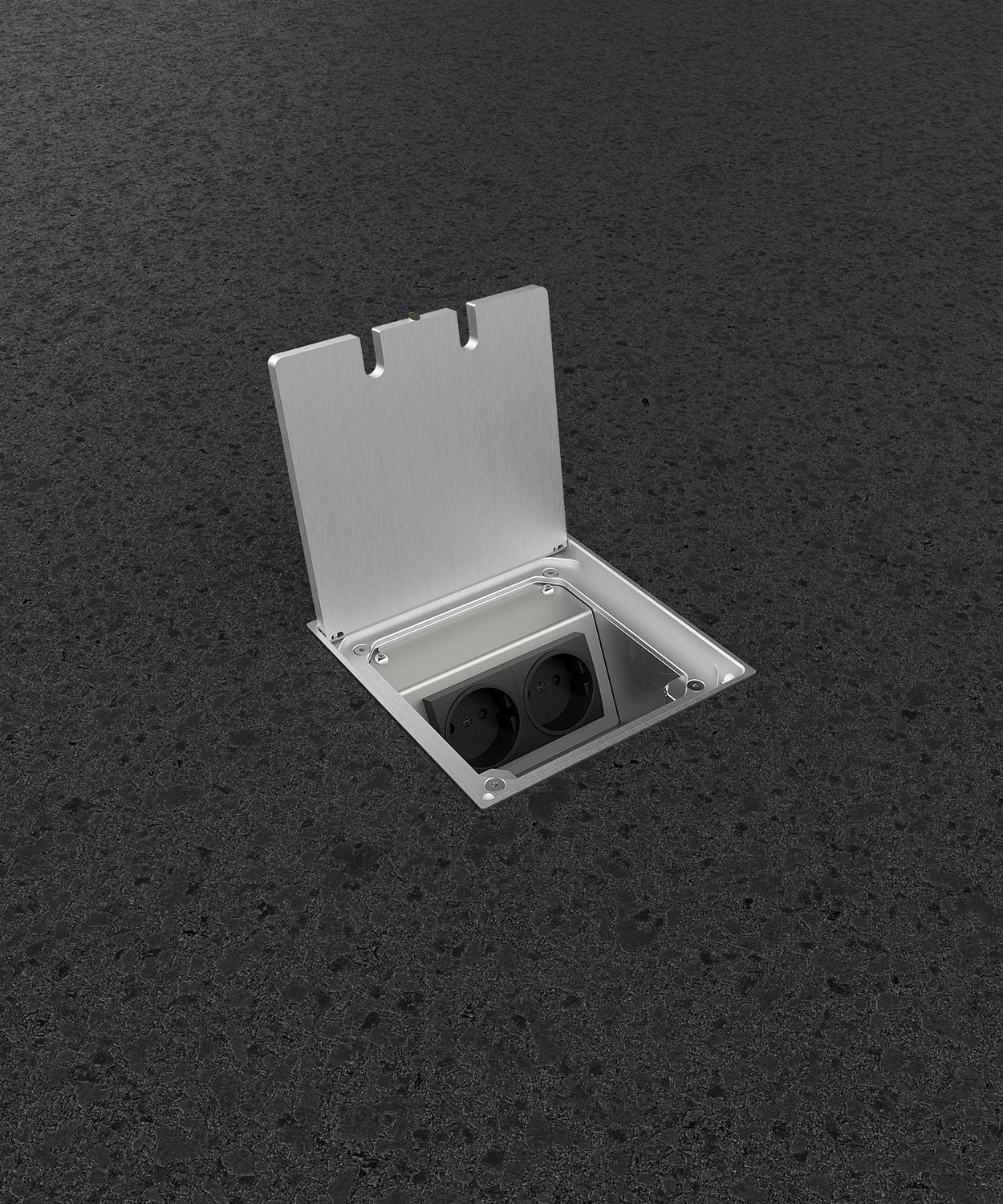 Bodensteckdose/ Bodentank 8302A; 1x Schuko, 1x RJ45 2fach,