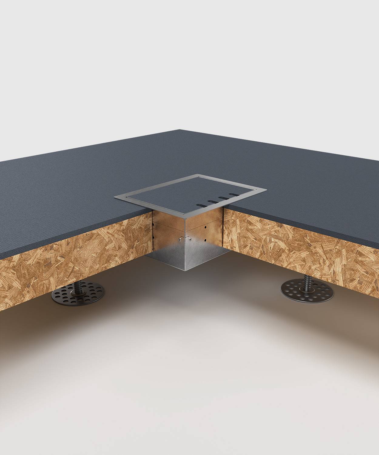 Bodensteckdose/ Bodentank 8504B; 3x Schuko, 1x Antenne,