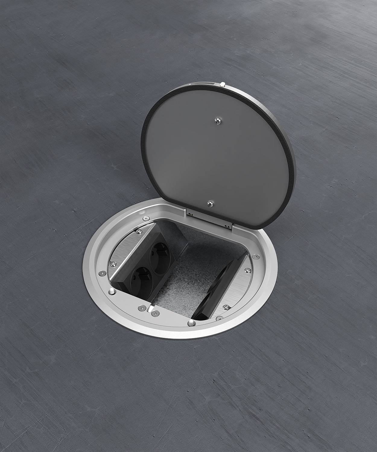 Bodensteckdose/ Bodentank 8604A; 3x Schuko, 1x RJ45 2fach,