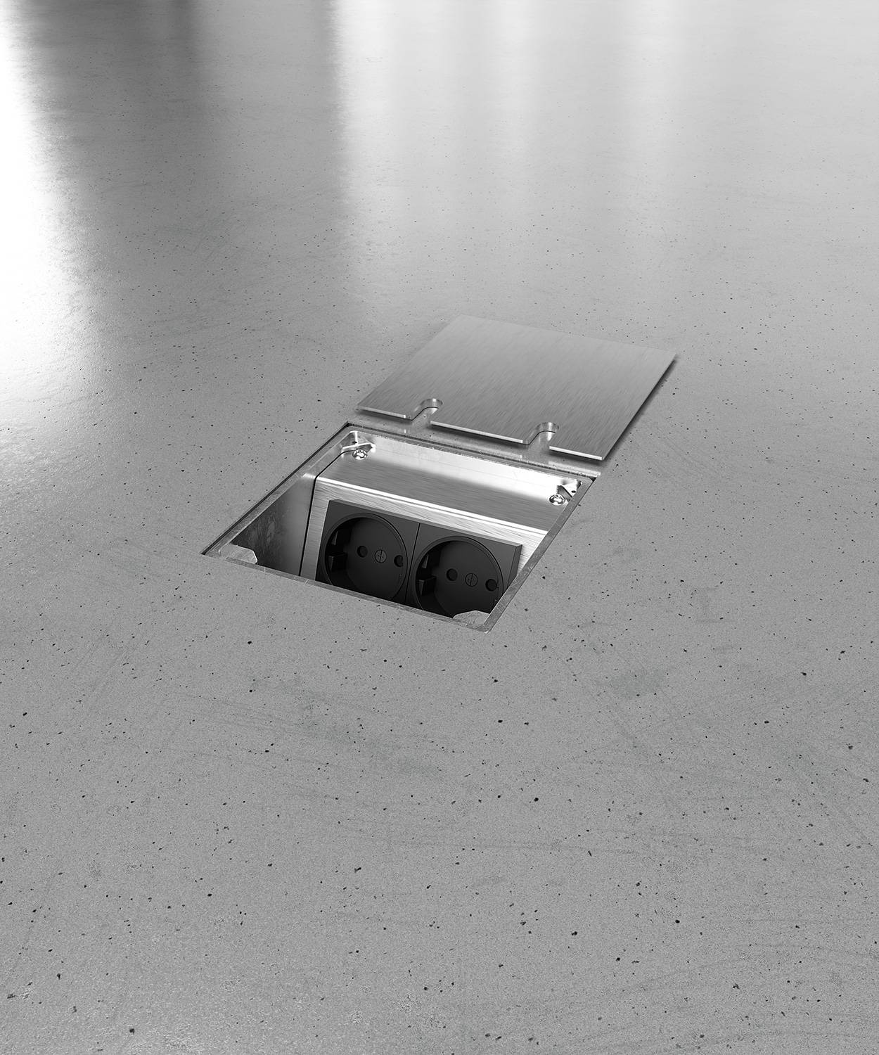 Bodensteckdose/ Bodentank 8802E; 2x Schuko,