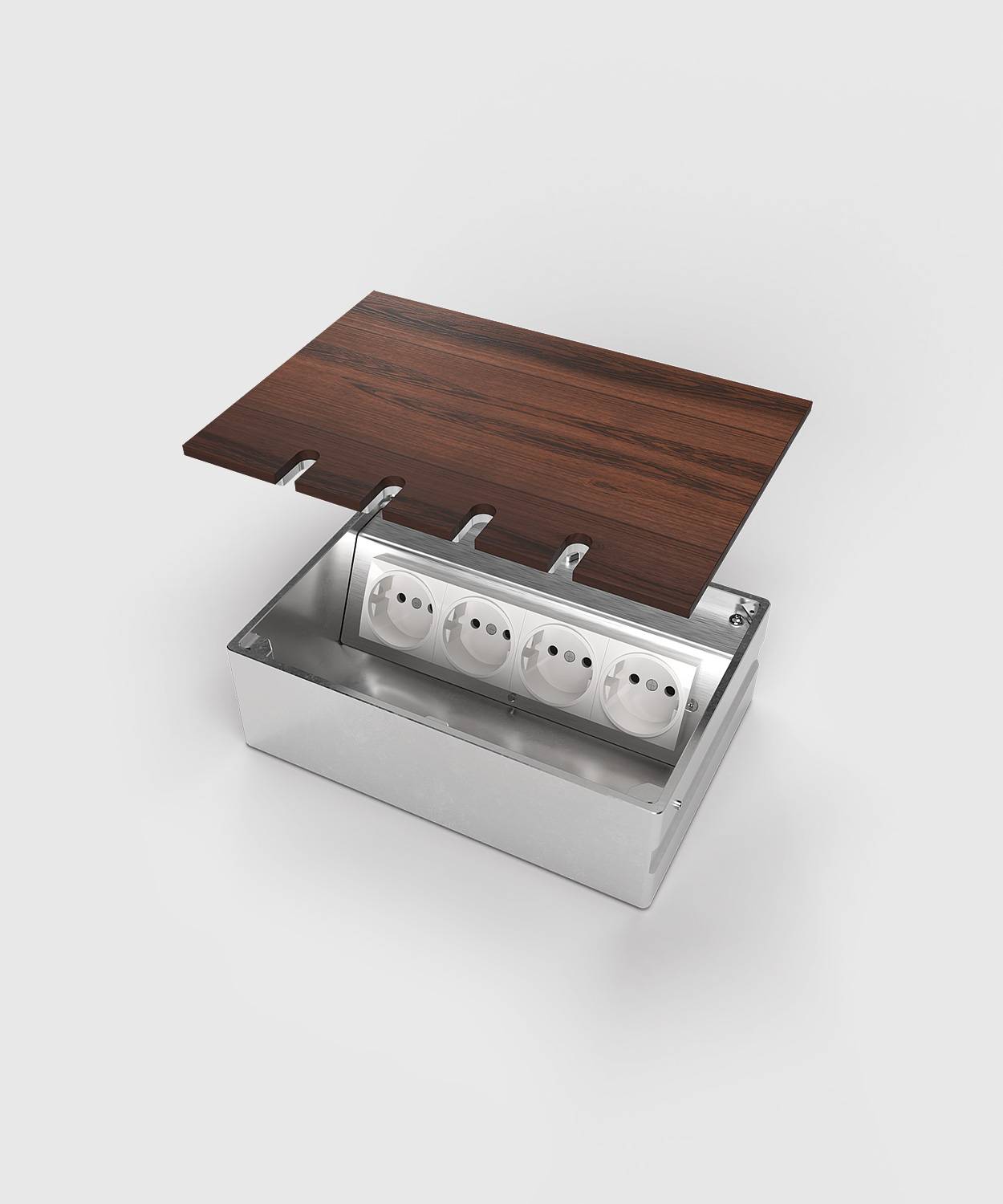 Bodensteckdose/ Bodentank 8804B; 3x Schuko, 1x RJ45 2fach,