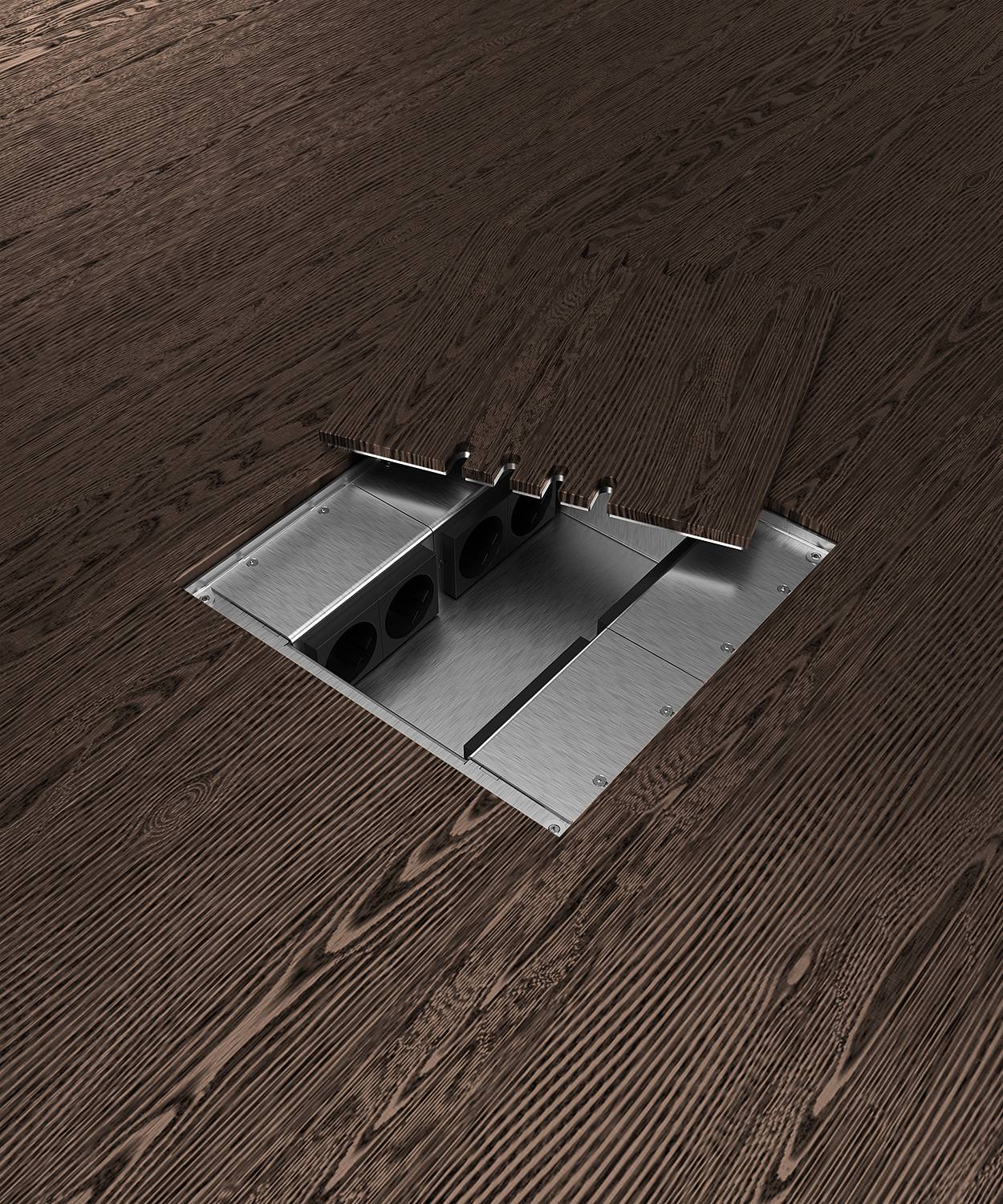 Bodensteckdose/ Bodentank 8808B; 4x Schuko, 4x RJ45 2fach,