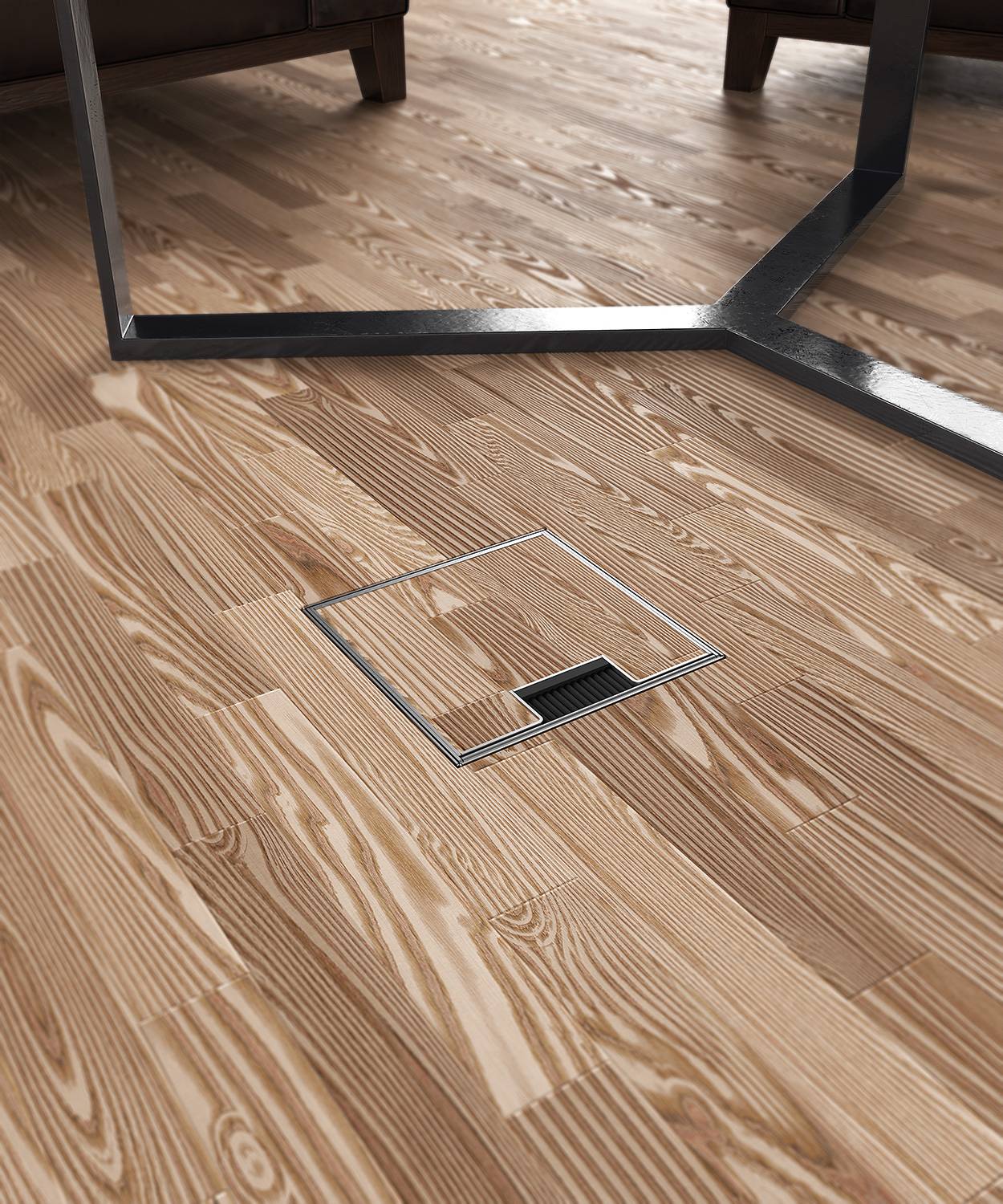 Bodensteckdose/ Bodentank 8902B; 1x Schuko, 1x Antenne,