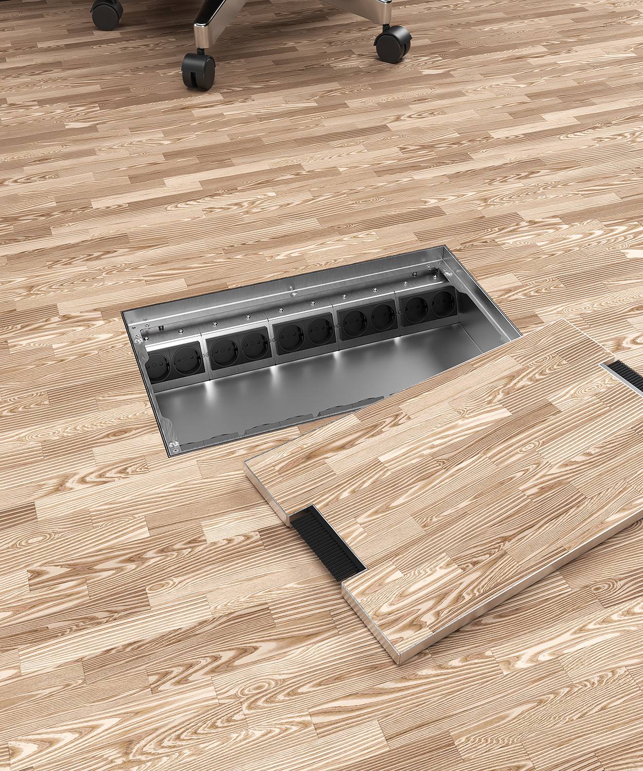 Bodensteckdose/ Bodentank 8920B; 10x Schuko, 10x RJ45 2fach,