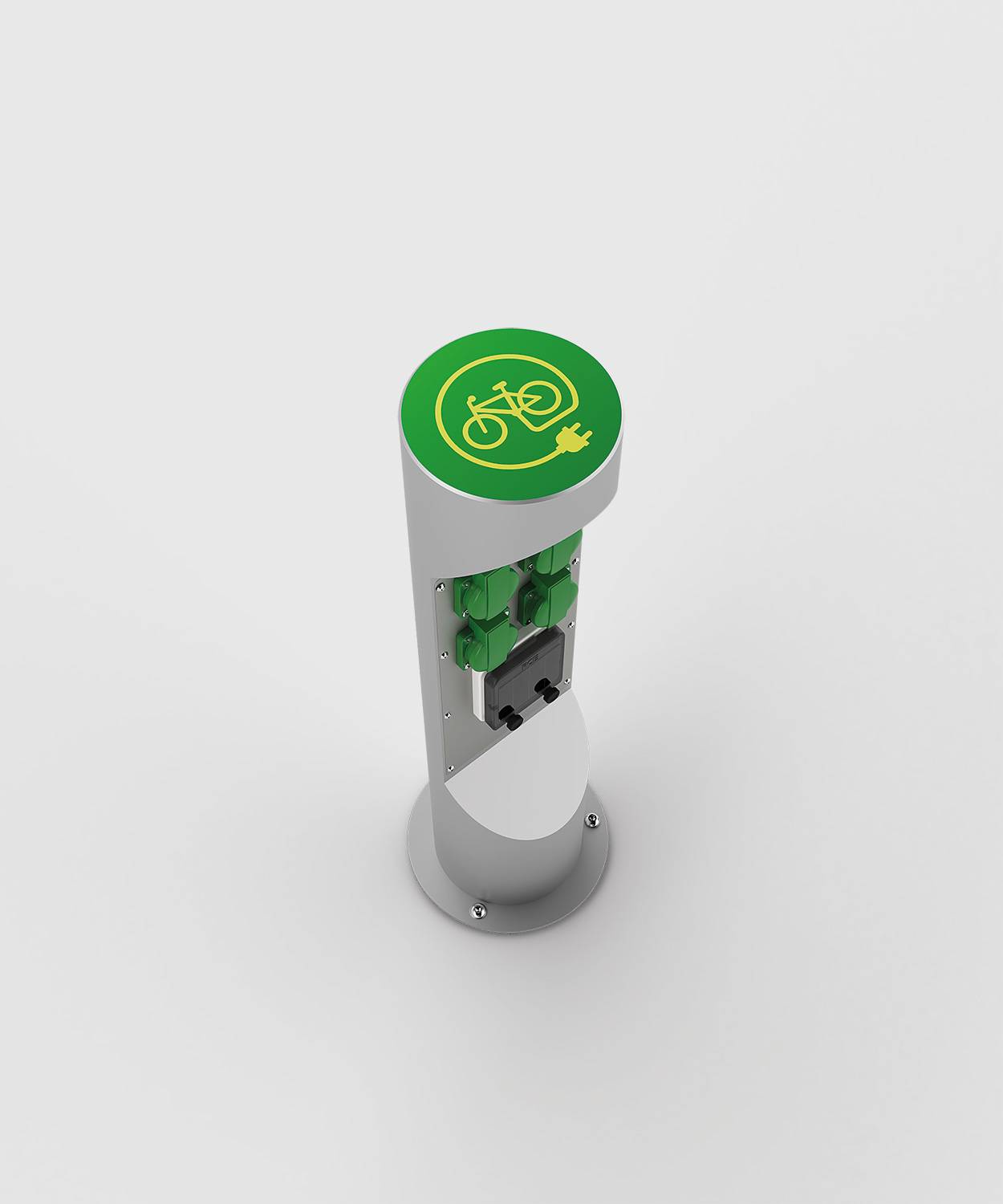 Energiesäule ES323; 4x Schuko Klappdeckel 16A grün, FI/LS