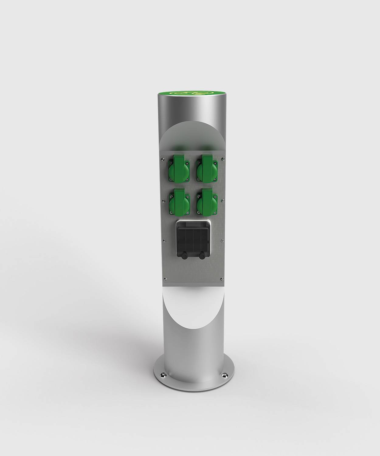 Energiesäule ES323; 4x Schuko Klappdeckel 16A grün, FI/LS