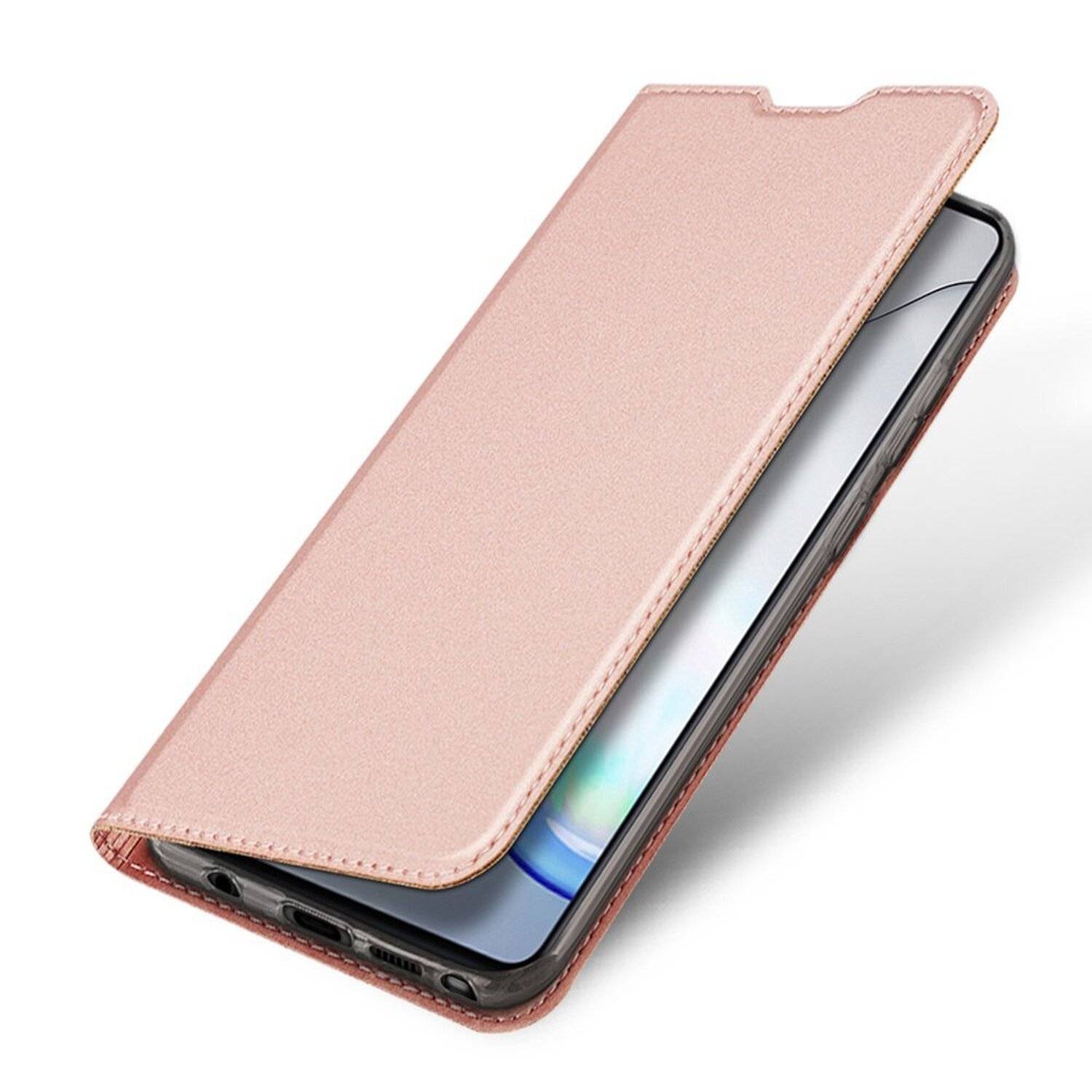 Buch Tasche kompatibel mit SAMSUNG GALAXY A22 4G (A225F) Handy Hülle Etui Schutzhülle mit Standfunktion, Kartenfach Rose