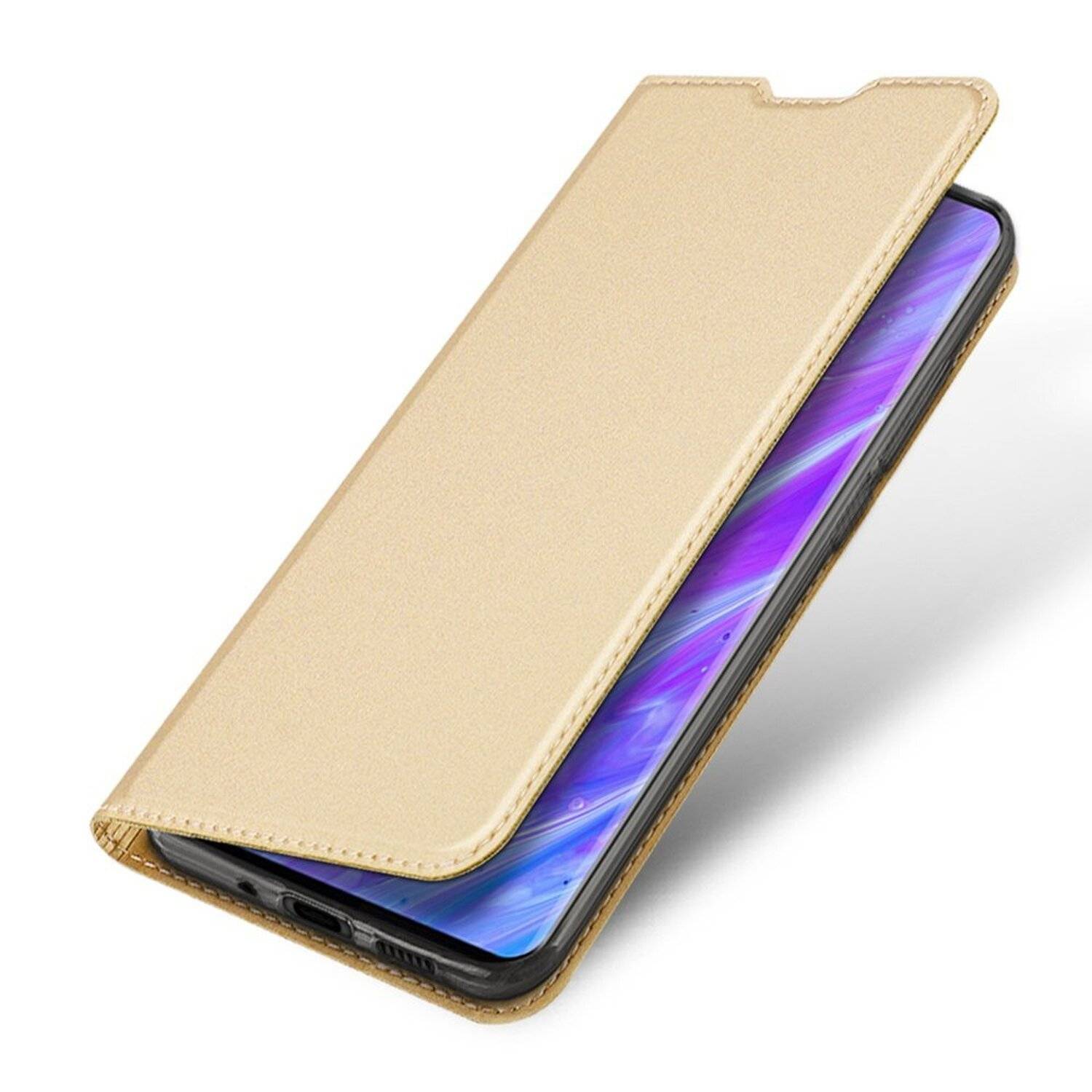 Buch Tasche kompatibel mit SAMSUNG GALAXY A22 4G (A225F) Handy Hülle Etui Schutzhülle mit Standfunktion, Kartenfach Gold