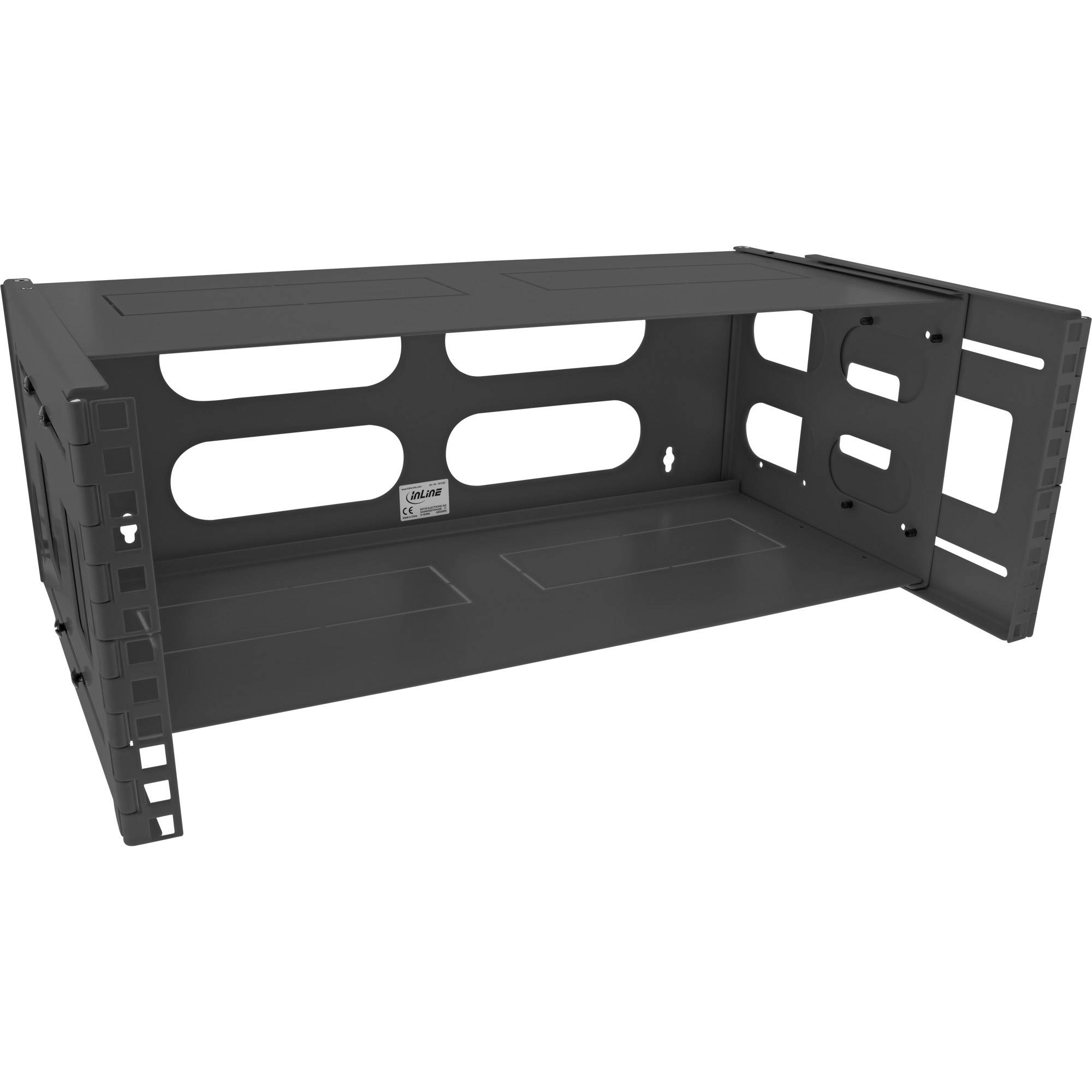 INLINE - 19"" Rack zur Wandmontage - 4HE - 24-40cm Tiefe - mit Abdeckung - schwarz