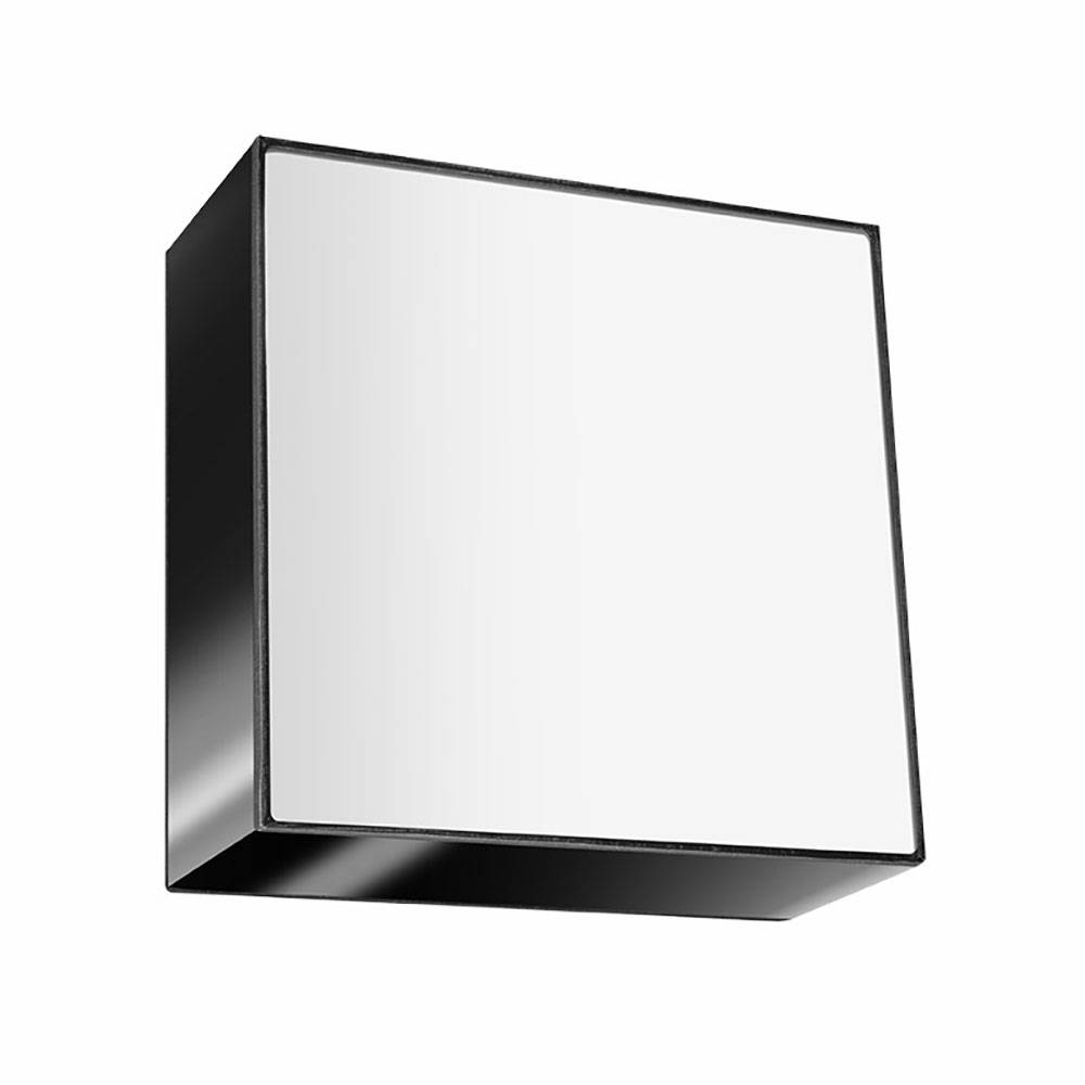 Wandleuchte Innen modern schwarz Wandbeleuchtung Wandstrahler PVC Lampe Stahl Treppenhaus, quadrat, 1x E27, LxBxH: 25x25x12 cm
