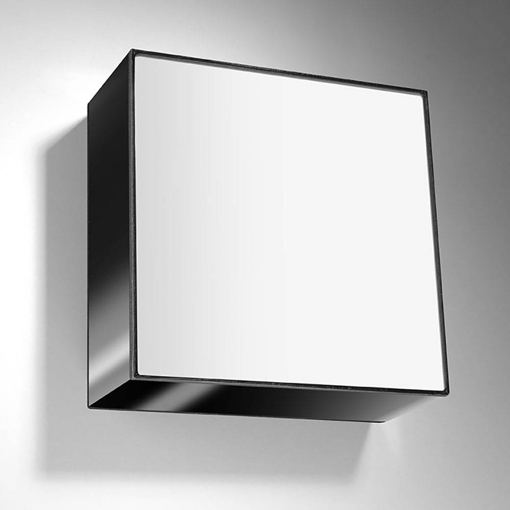 Wandleuchte Innen modern schwarz Wandbeleuchtung Wandstrahler PVC Lampe Stahl Treppenhaus, quadrat, 1x E27, LxBxH: 25x25x12 cm