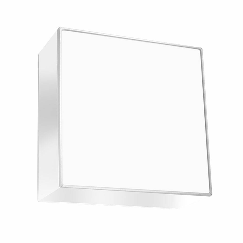 Wandleuchte Innen modern weiß Wandbeleuchtung Wandstrahler PVC Lampe Stahl Treppenhaus, quadrat, 1x E27, LxBxH: 25x25x12 cm