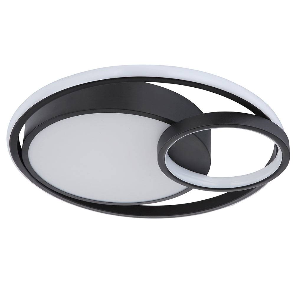 Deckenlampe Ring LED Wohnzimmerlampe Deckenleuchte Modern Design, schwarz matt opal weiß, 1x LED 36W 1400Lm warmweiß, LxBxH 40,5x39,5x10 cm