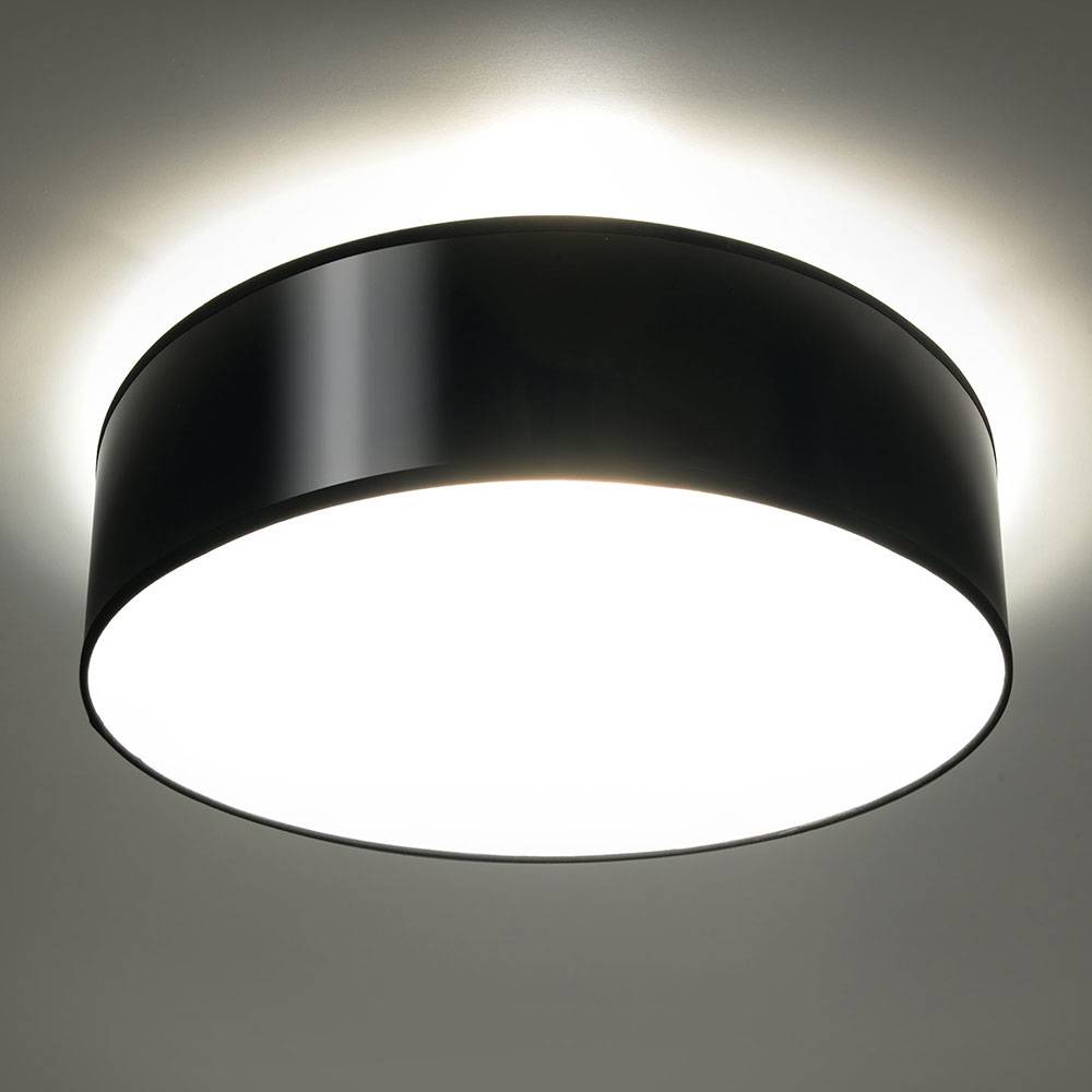 Deckenleuchte rund Stahl schwarz Stahldeckenleuchte rund Deckenlampe PVC Schlafzimmer, 2x E27, 35 cm