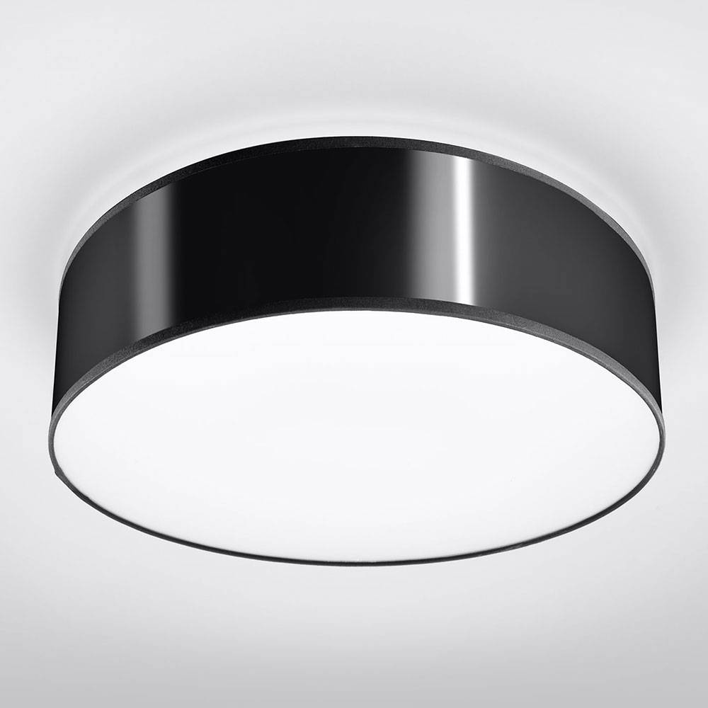 Deckenleuchte rund Stahl schwarz Stahldeckenleuchte rund Deckenlampe PVC Schlafzimmer, 2x E27, 35 cm