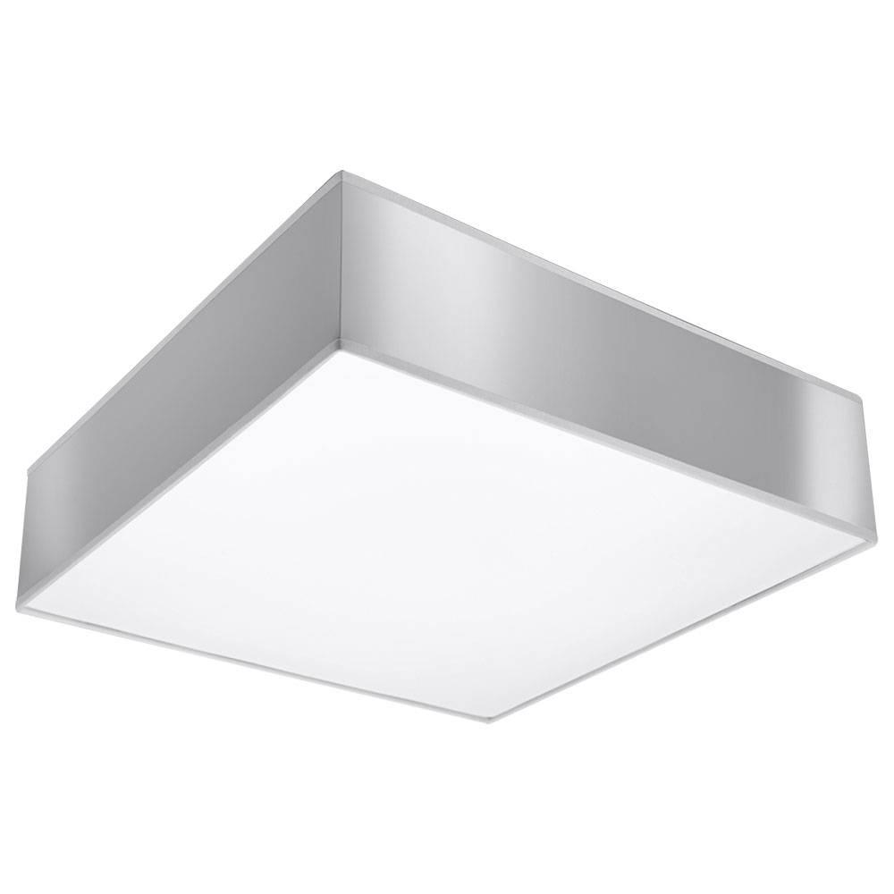 Deckenlampe Eckig grau Deckenleuchte quadratisch Deckenleuchte Quadrat, PVC Stahl, 2x E27, LxBxH 35 x 35 x 12 cm, Wohnzimmer