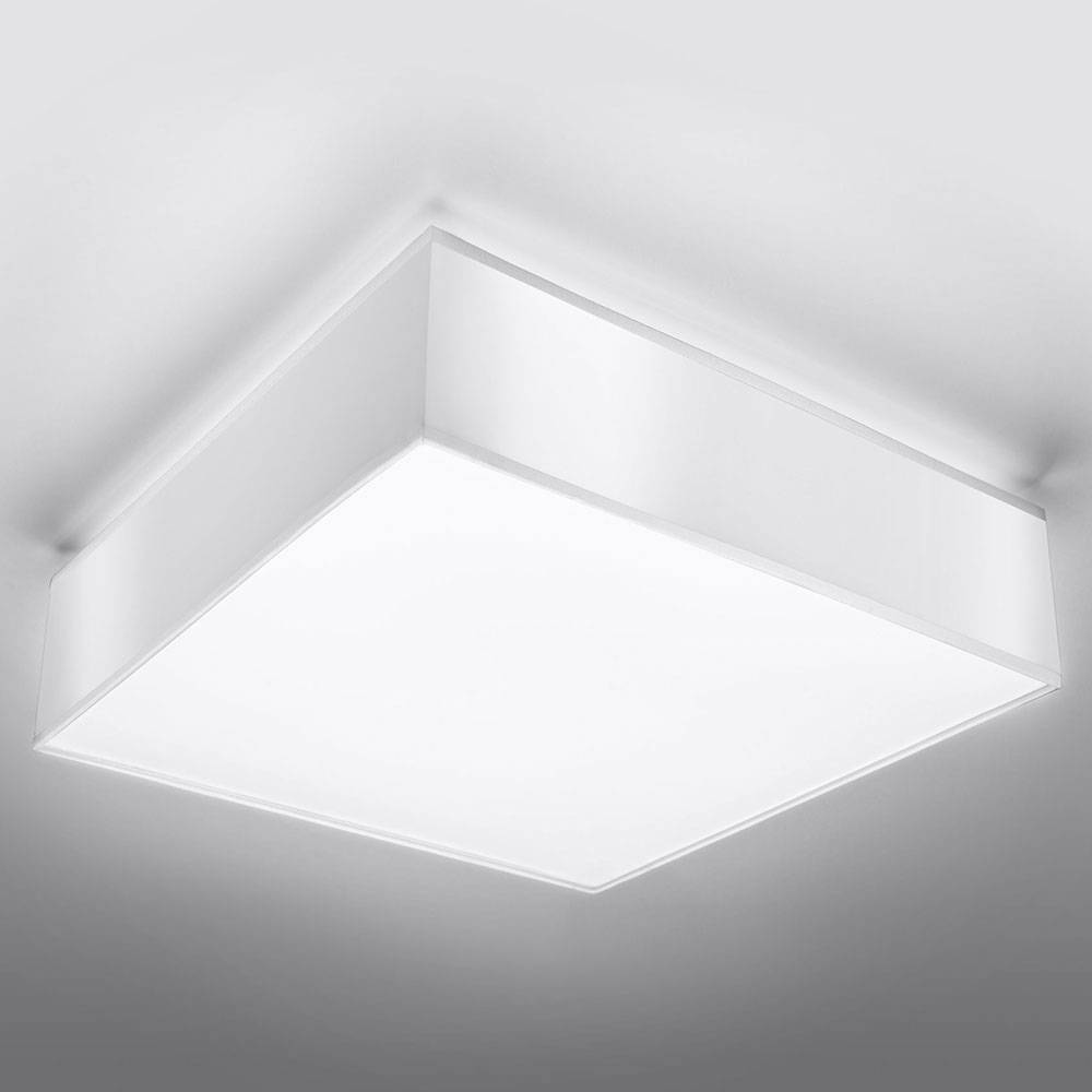 Deckenlampe Eckig weiß Deckenleuchte quadratisch Deckenleuchte Quadrat, PVC Stahl, 2x E27, LxBxH 35 x 35 x 12 cm, Wohnzimmer