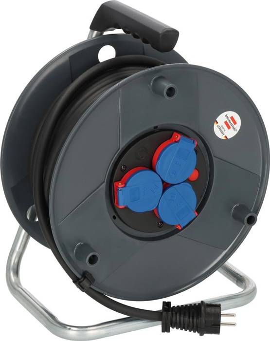 Kabeltrommel BAT H07RN-F 3G2,5 Kabel-L.30m IP44 m.3Schuko-Steckd. BRENNENSTUHL