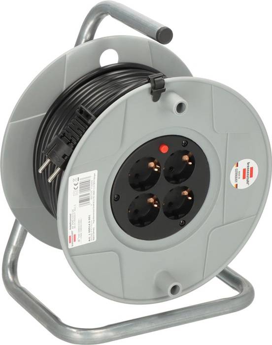 Kabeltrommel BAT AK 260 H05VV-F 3G1,5 Kabel-L.40m m.4Steckdosen Ku. grau f.innen