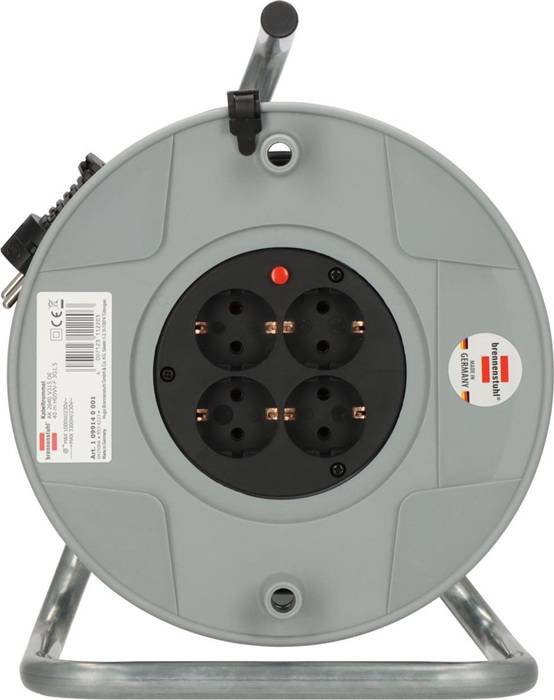 Kabeltrommel BAT AK 260 H05VV-F 3G1,5 Kabel-L.40m m.4Steckdosen Ku. grau f.innen