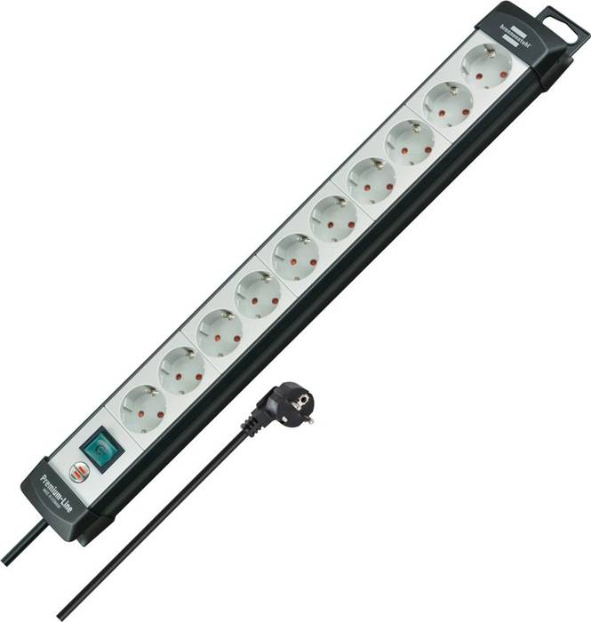 Steckdosenleiste Premium-Line 10-fach Kabel-L3m schwarz/lichtgrau m.Kinderschutz