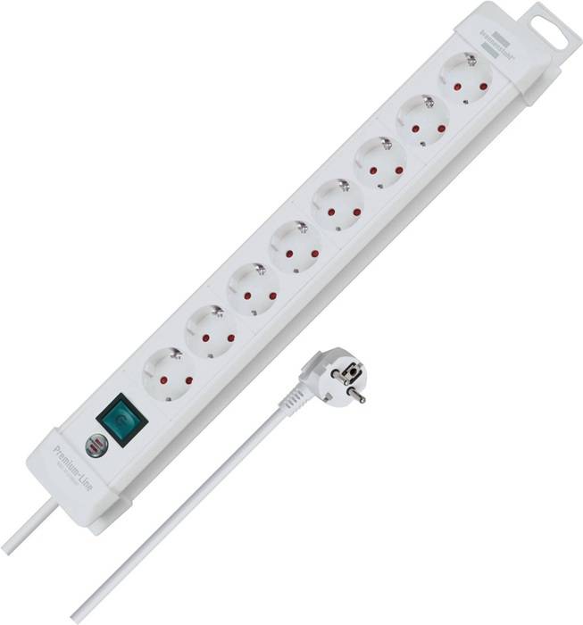 Steckdosenleiste Premium-Line 8-fach Kabel-L.3m weiß m.Kinderschutz BRENNENSTUHL