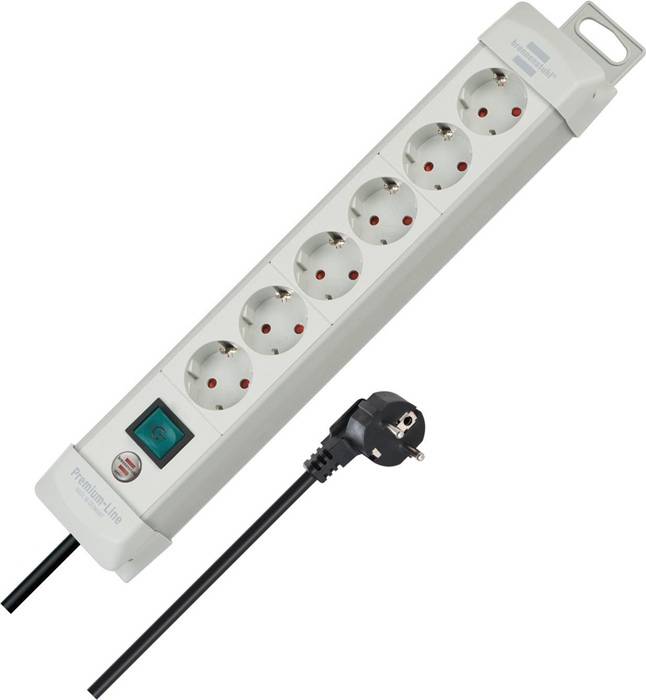 Steckdosenleiste Premium-Line 6-fach L.41cm Kabel-L.3m lichtgrau m.Kinderschutz