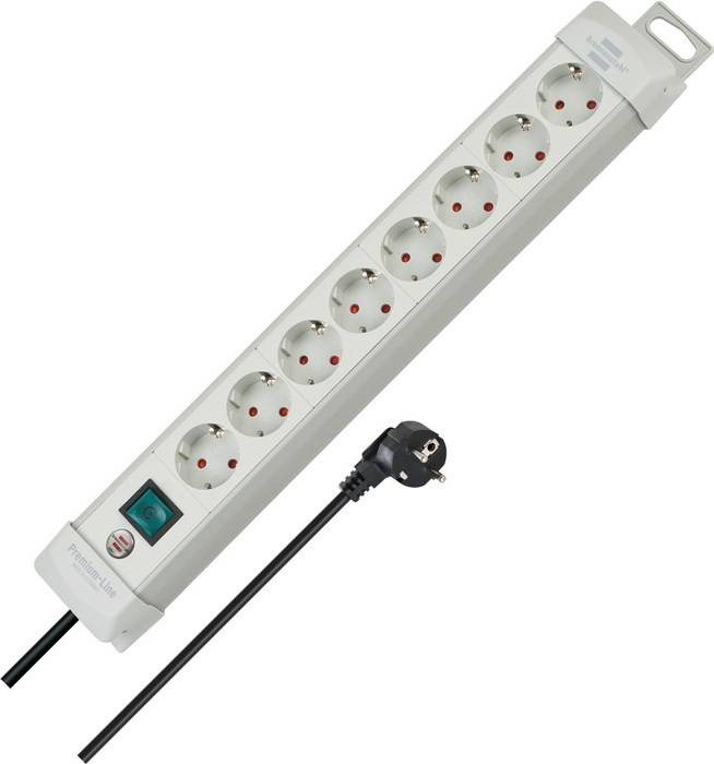 Steckdosenleiste Premium-Line 8-fach L.49cm Kabel-L.3m lichtgrau m.Kinderschutz