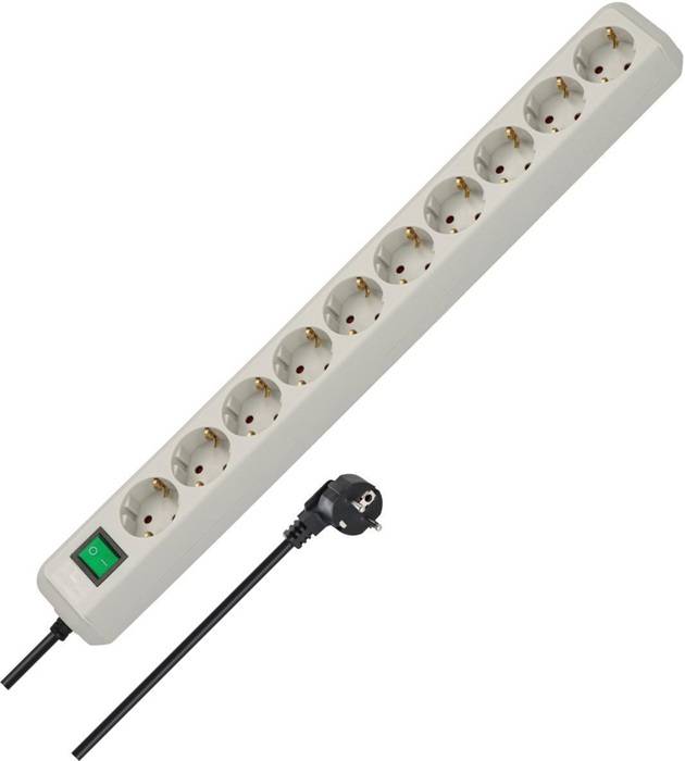 Steckdosenleiste Eco Line 10-fach m.Schalter Kabel-L.3m lichtgrau BRENNENSTUHL