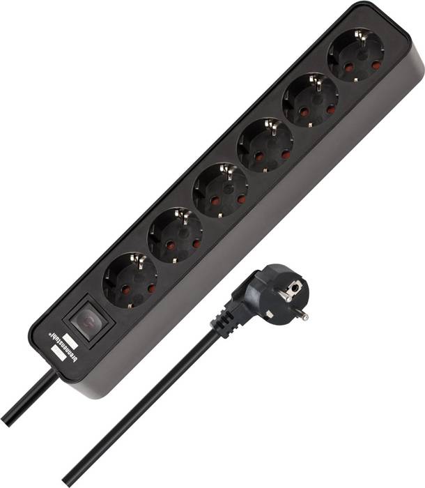 Steckdosenleiste Ecolor 6fach Kabel-L.1,5m schwarz m.Schalter BRENNENSTUHL
