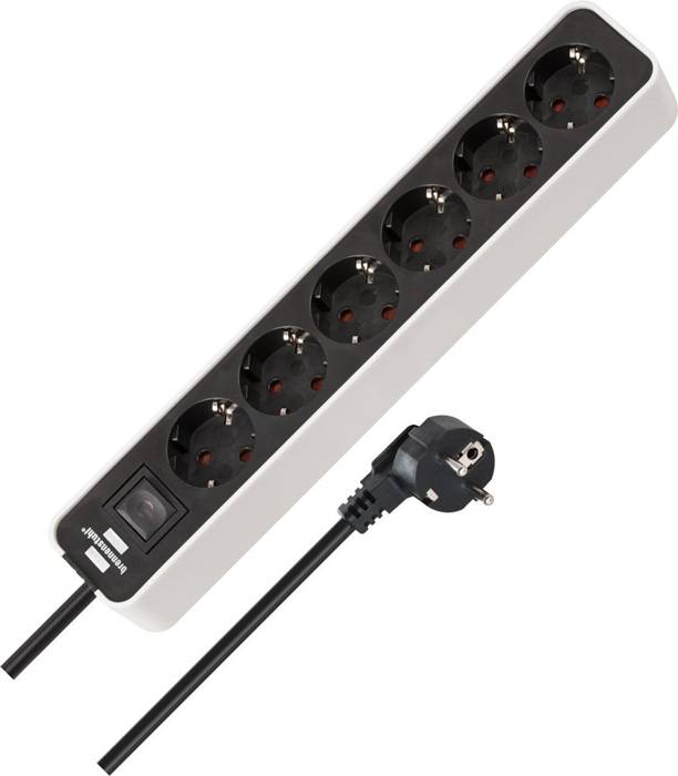 Steckdosenleiste Ecolor 6fach Kabel-L.1,5m schwarz/weiß m.Schalter BRENNENSTUHL