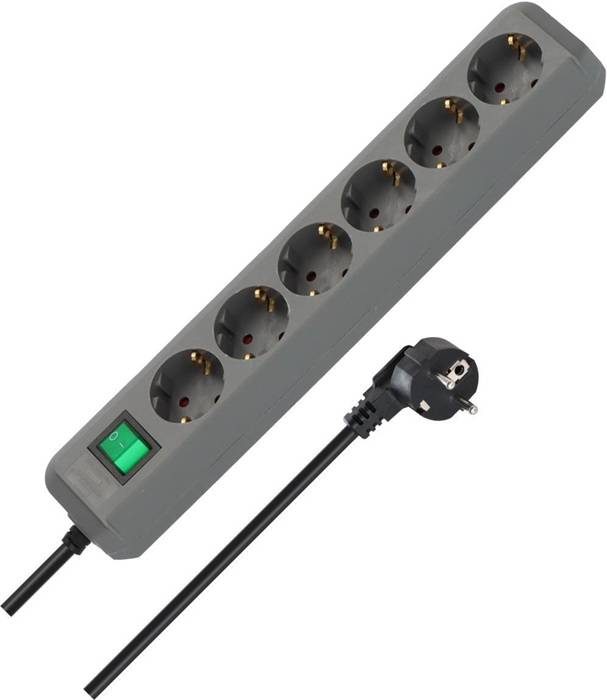 Steckdosenleiste Eco-Line 6-fach m.Schalter Kabel-L.1,5m silbergrau BRENNENSTUHL