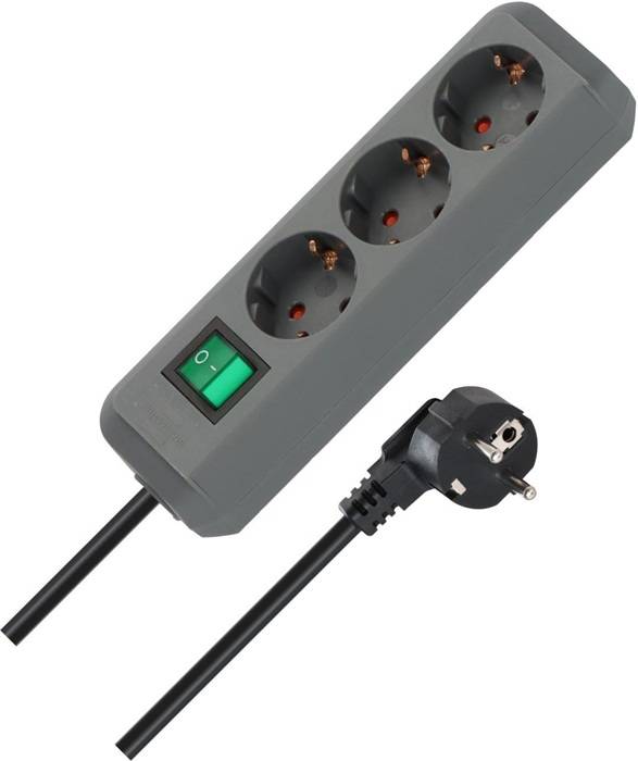 Steckdosenleiste Eco-Line 3-fach m.Schalter Kabel-L.1,5m silbergrau 1,5 m
