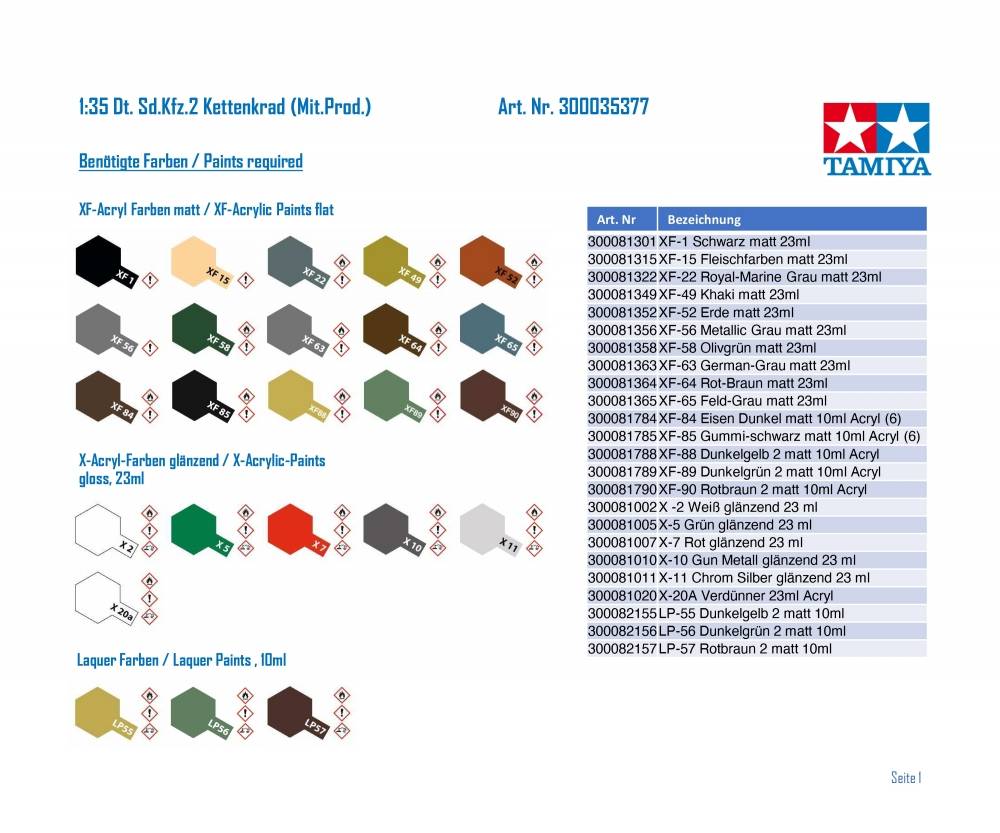 Tamiya 1:35 - Dt. Sd.Kfz.2 Kettenkrad - 300035377