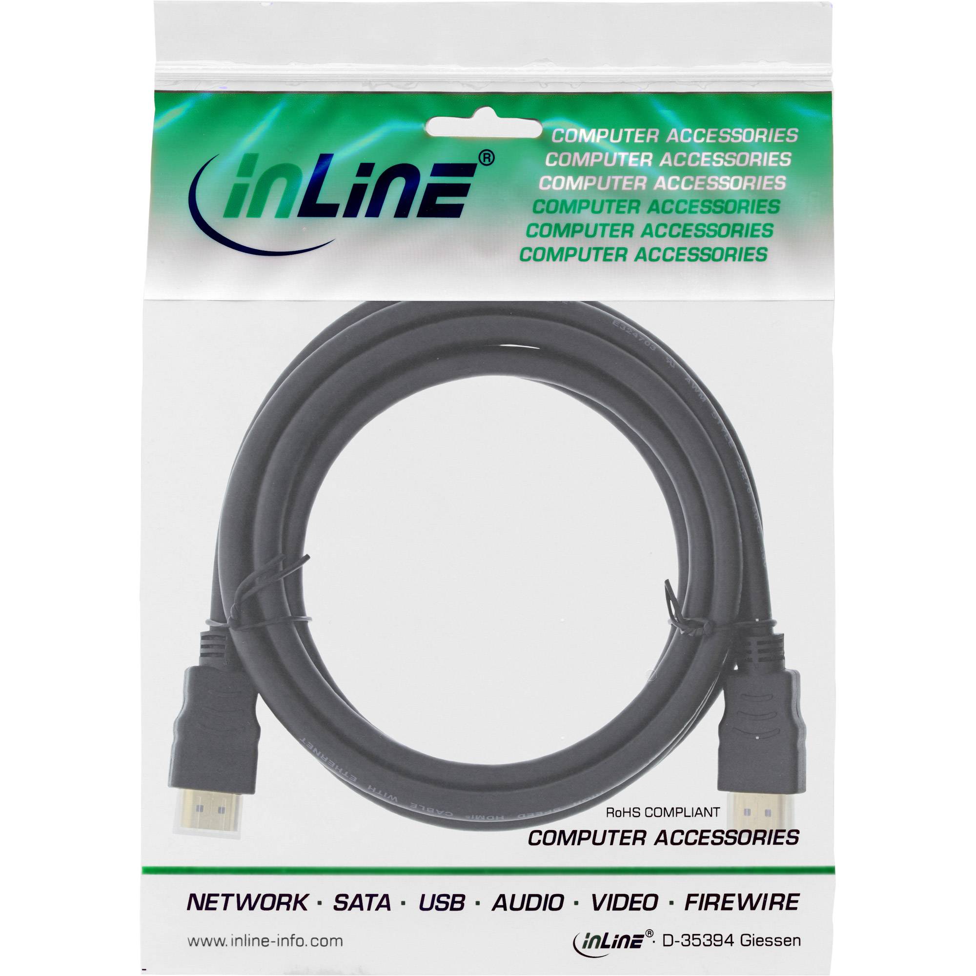 INLINE - HDMI-High Speed Kabel mit Ethernet - Premium - 4K2K - ST/ST - schwarz - 2m