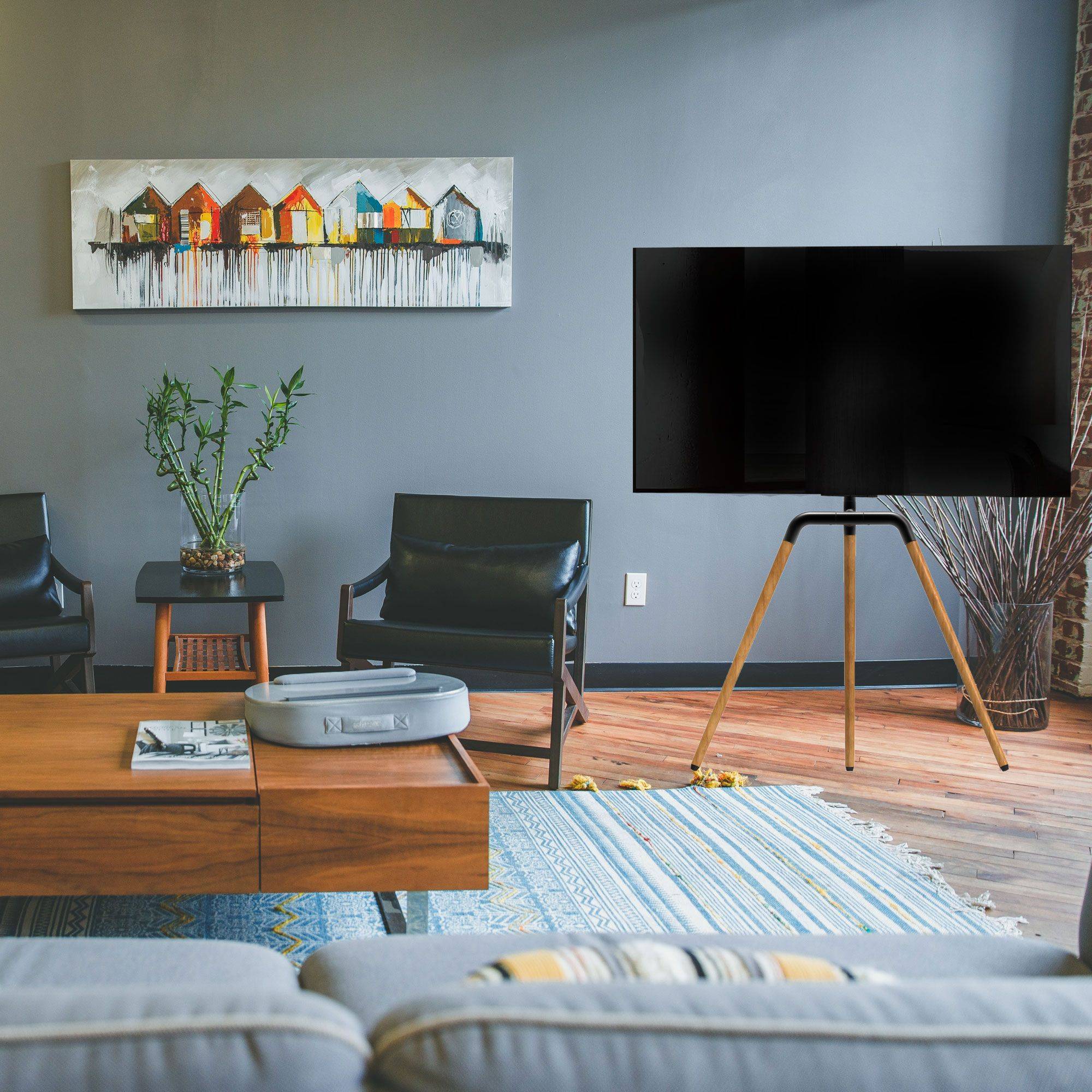 kalb | TV Standhalter Buche - VESA bis max. 600x400 für 45-65 Zoll max. 40kg Schwarz