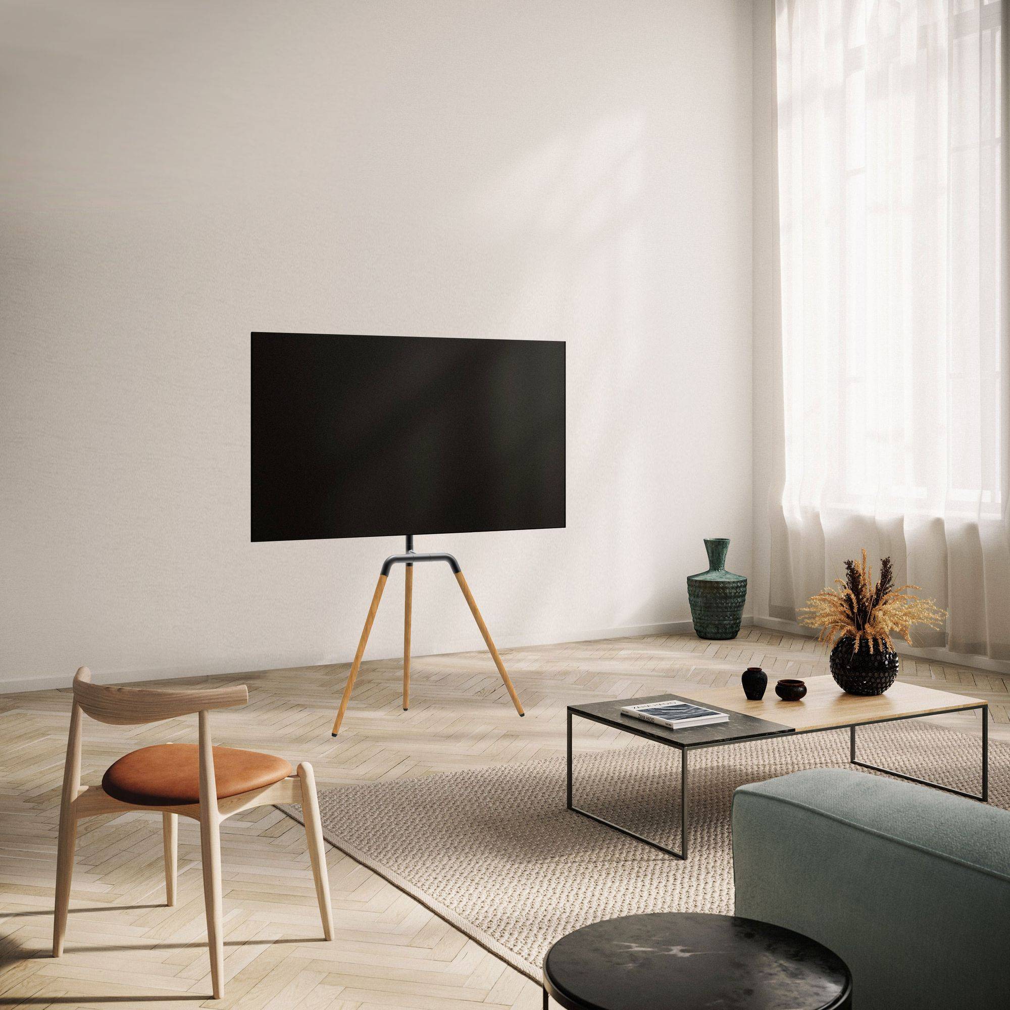 kalb | TV Standhalter Buche - VESA bis max. 600x400 für 45-65 Zoll max. 40kg Schwarz