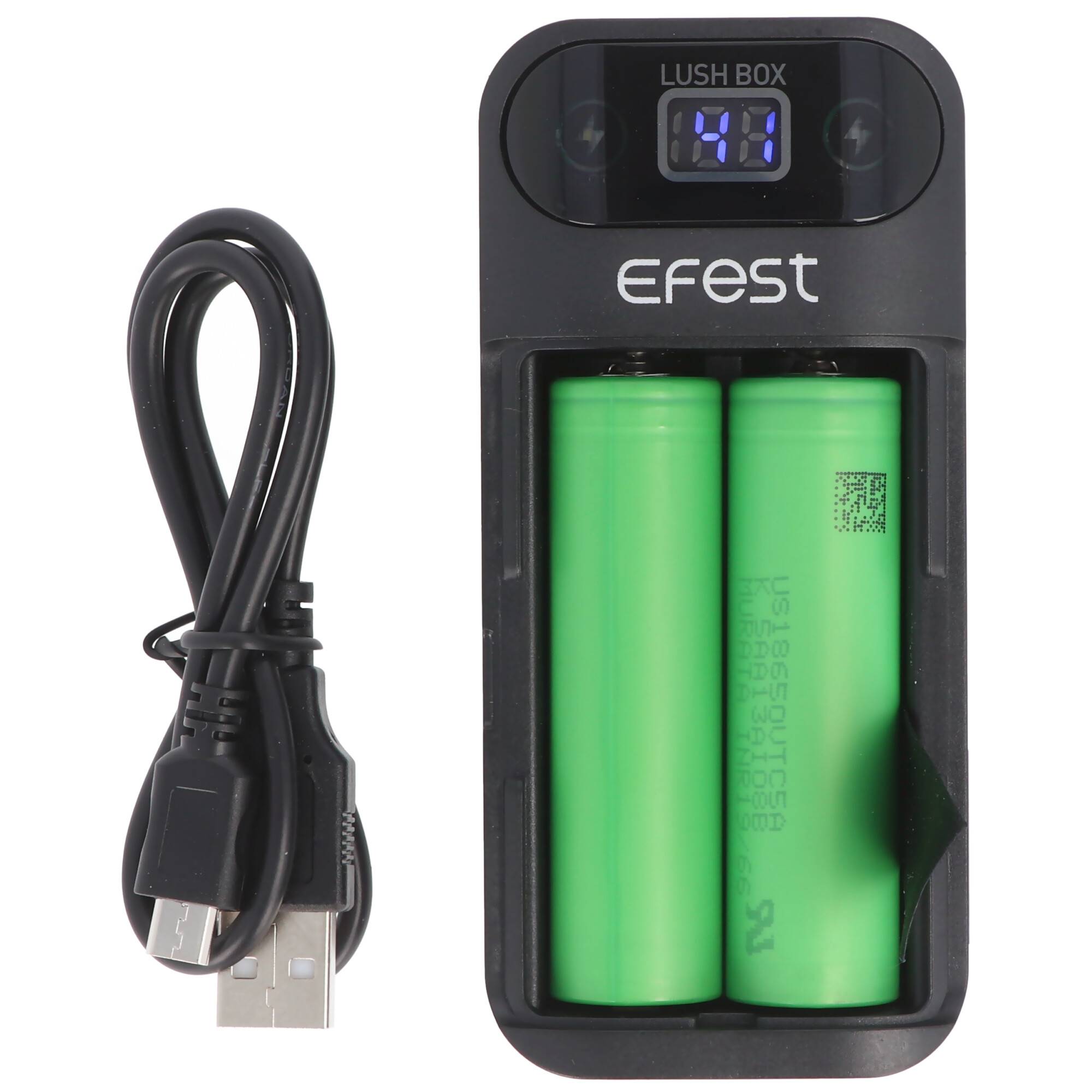 Powerbank und 18650 Li-ion Ladegerät für 18650 3,6V -3,7V max. 66,5mm Lithium Ionen Akkus, ohne Akkus
