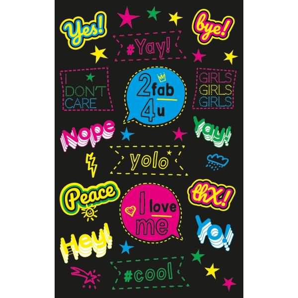 Neon Sticker Folie Sprüche bunt 15 Aufkleber