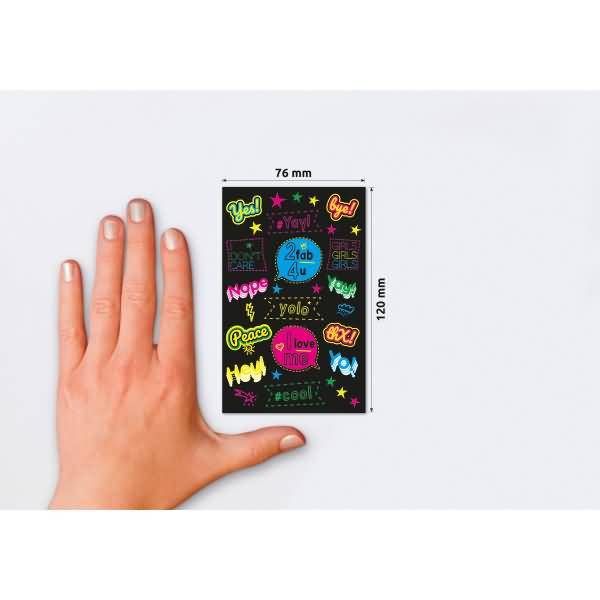 Neon Sticker Folie Sprüche bunt 15 Aufkleber