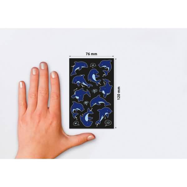 Neon Sticker Folie Delfine blau weiß 14 Aufkleber