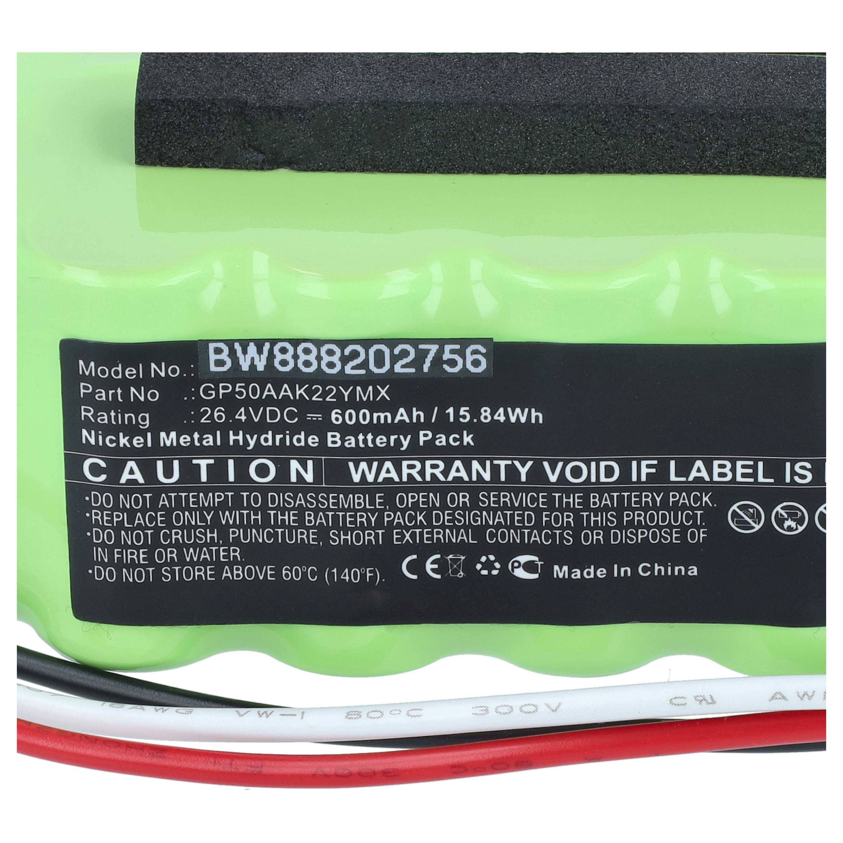 vhbw Akku kompatibel mit Manusa 0111360177 | NT050AAK22YMX-R, SEBA05, GP50AAK22YMX elektrische Schiebetür (600 mAh, 26,4 V, NiMH)