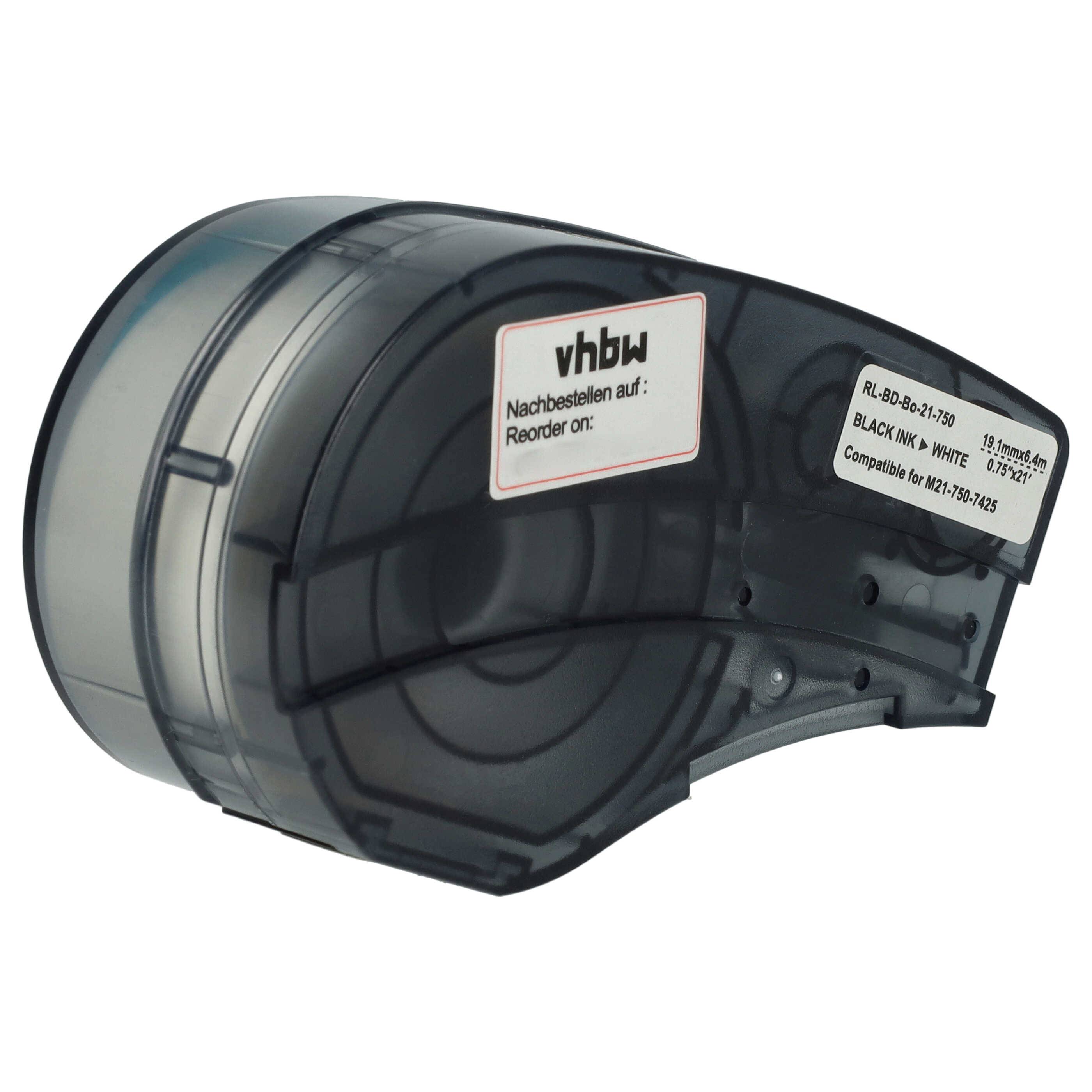 vhbw Schriftband-Kassette kompatibel mit Brady BMP21, BMP21-LAB, BMP21-PLUS, ID PAL, LABPAL Etiketten-Drucker 19,05mm Schwarz auf Weiß, Polypropylen