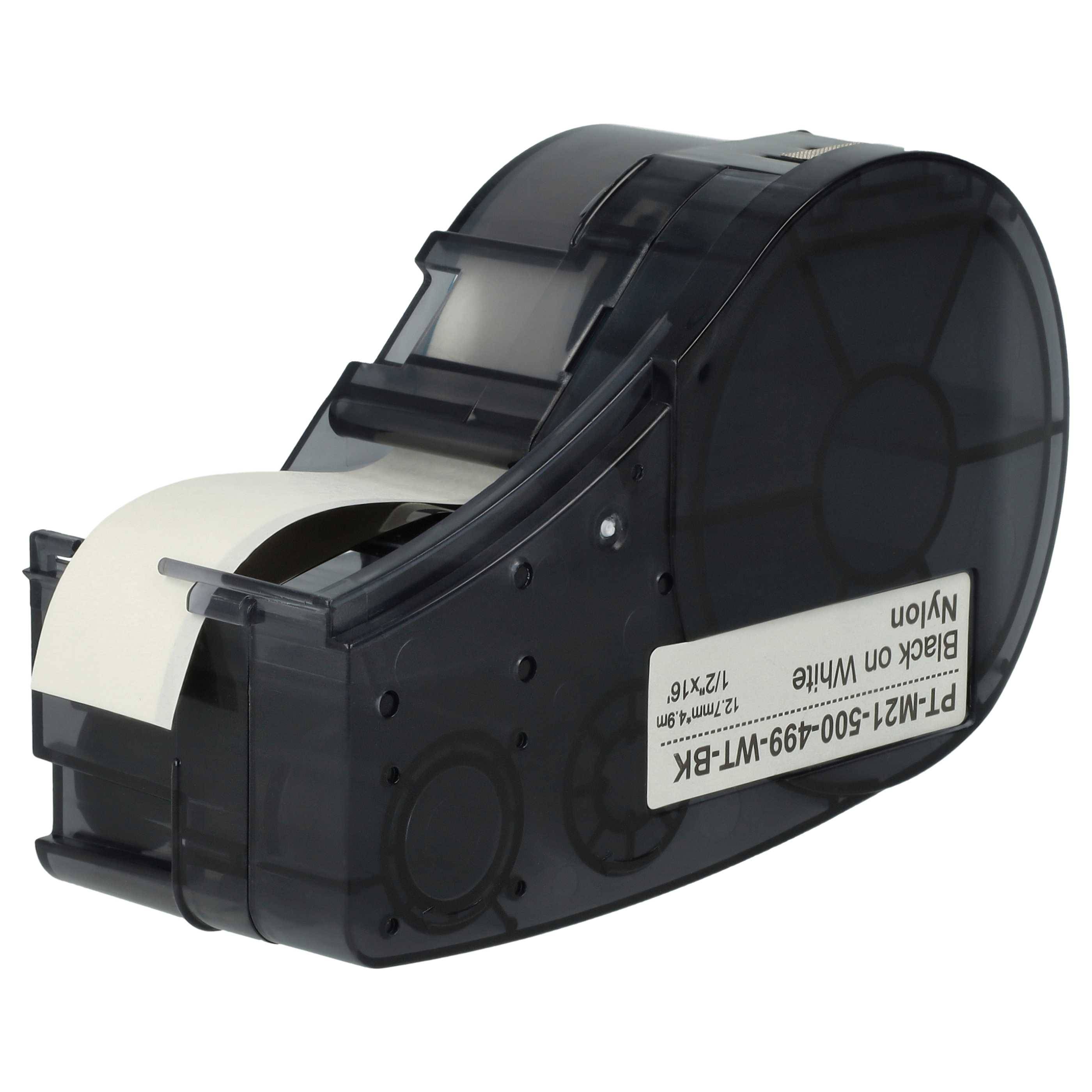 vhbw Schriftband-Kassette Ersatz für Brady BM21-500-499 für Etiketten-Drucker 6,4m x 12,7mm Schwarz auf Weiß, Nylon