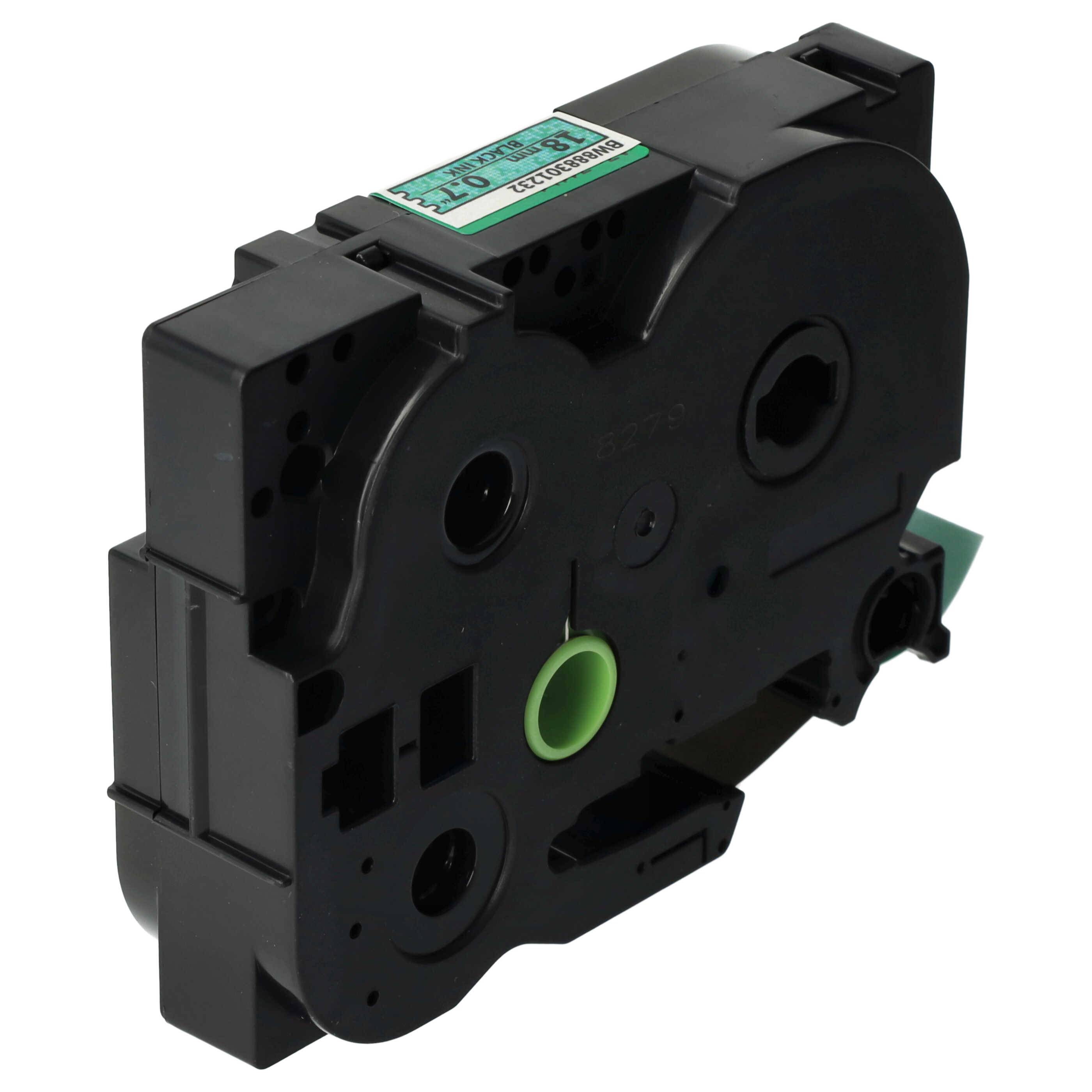 vhbw Schriftband-Kassette kompatibel mit Brother PT 2400, 220, 18 R, 1950 VP, 210 E Etiketten-Drucker 8m x 18mm Schwarz auf Grün (Glitter)