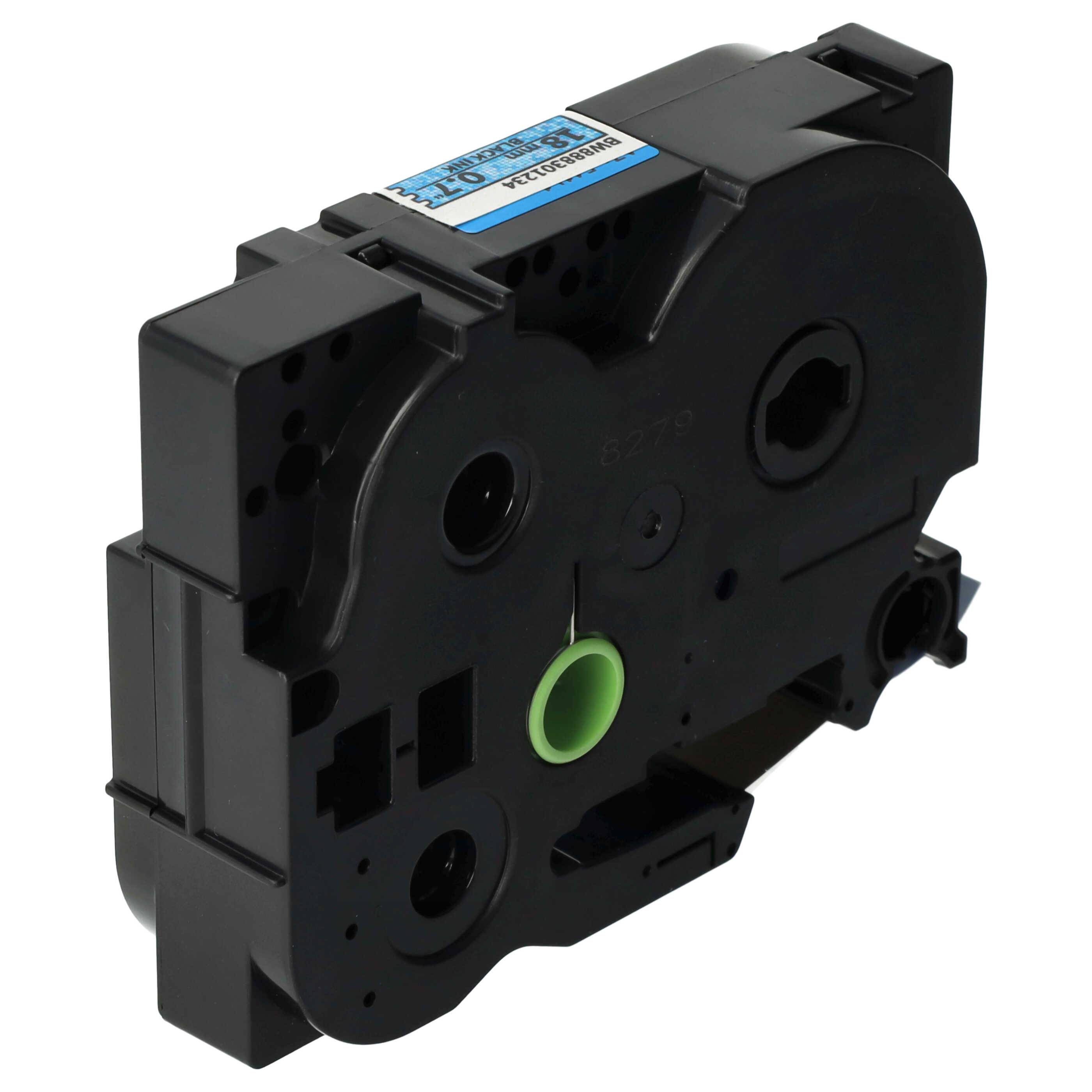 vhbw Schriftband-Kassette kompatibel mit Brother PT 2400 E, 2450, 2420 PC, 2430 PC Etiketten-Drucker 8m x 18mm Schwarz auf Blau (Glitter), Laminiert