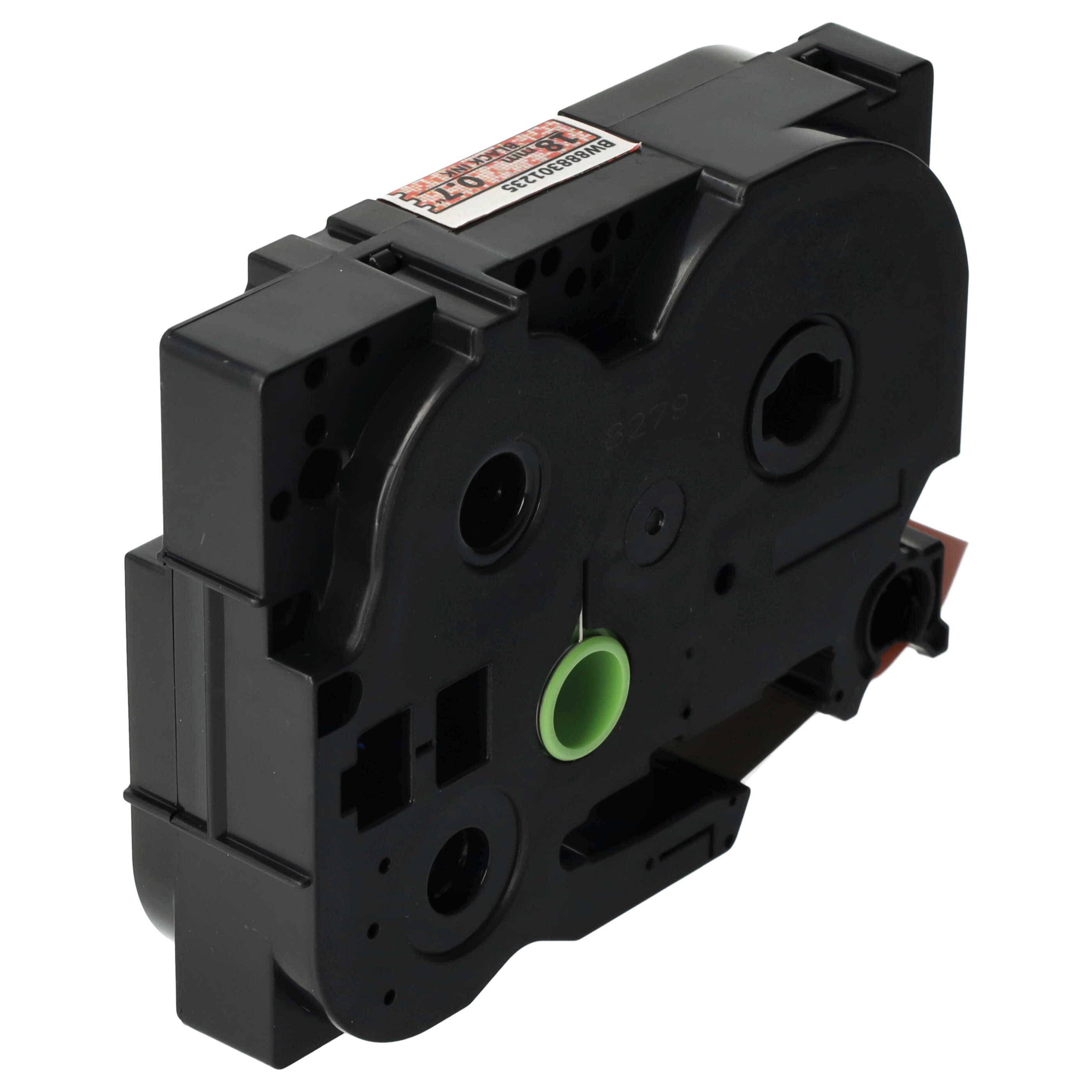 vhbw Schriftband-Kassette kompatibel mit Brother PT 1800 E, 1850 CC, 1850 VP, 1850 Etiketten-Drucker 8m x 18mm Schwarz auf Rot (Glitter), Laminiert