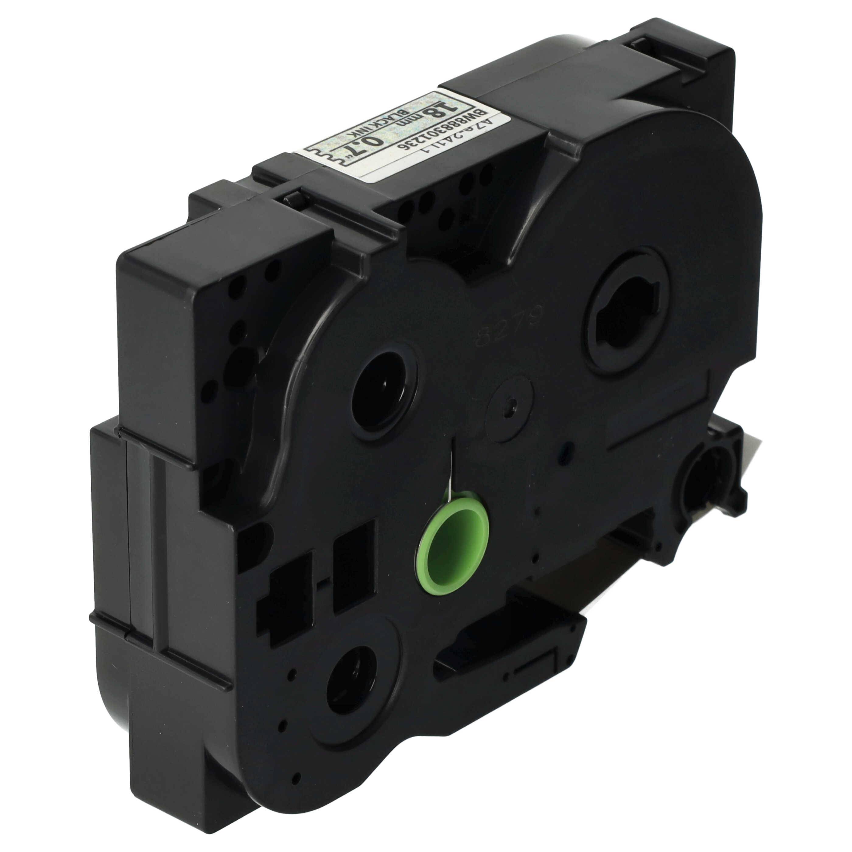 vhbw Schriftband-Kassette kompatibel mit Brother PT 9600, 9400, 9200 PC, 9500 PC Etiketten-Drucker 8m x 18mm Schwarz auf Weiss (Glitter), Laminiert