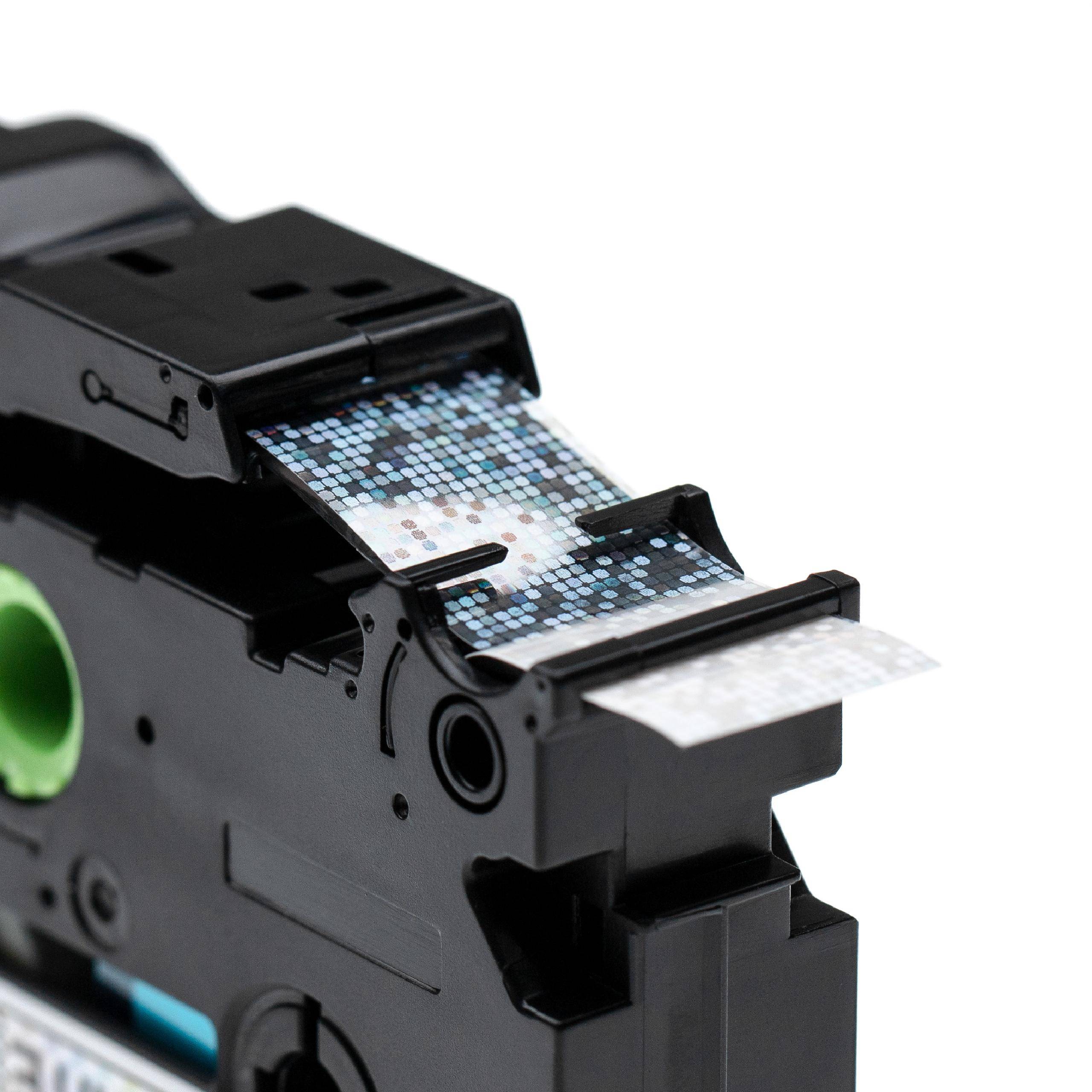 vhbw Schriftband-Kassette kompatibel mit Brother P-Touch RL 700 S Etiketten-Drucker 18mm Schwarz auf Weiss (Glitter)